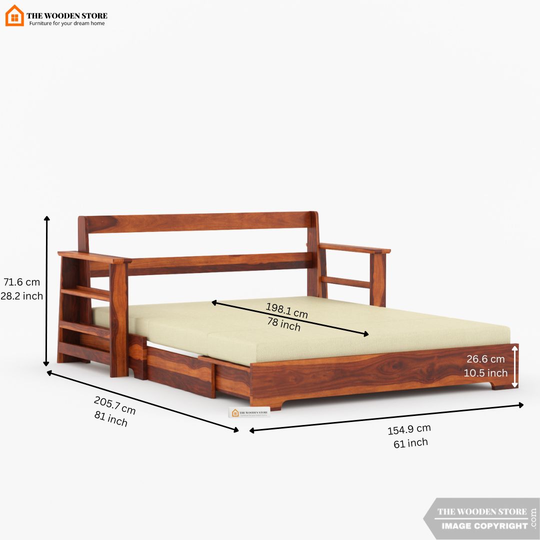 Dell Sofa Cum Bed (King Size, Honey Finish)