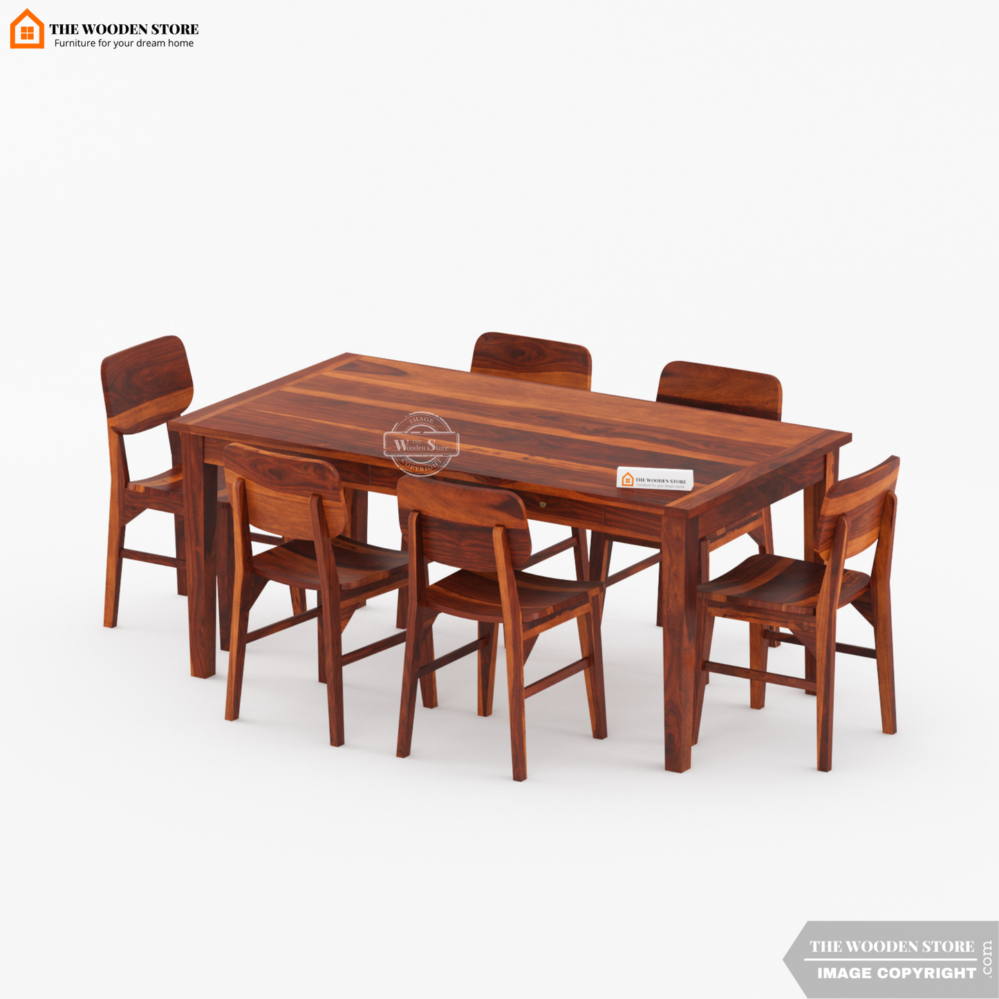 Folmar 6 Seater Dining Set (Honey Finish)