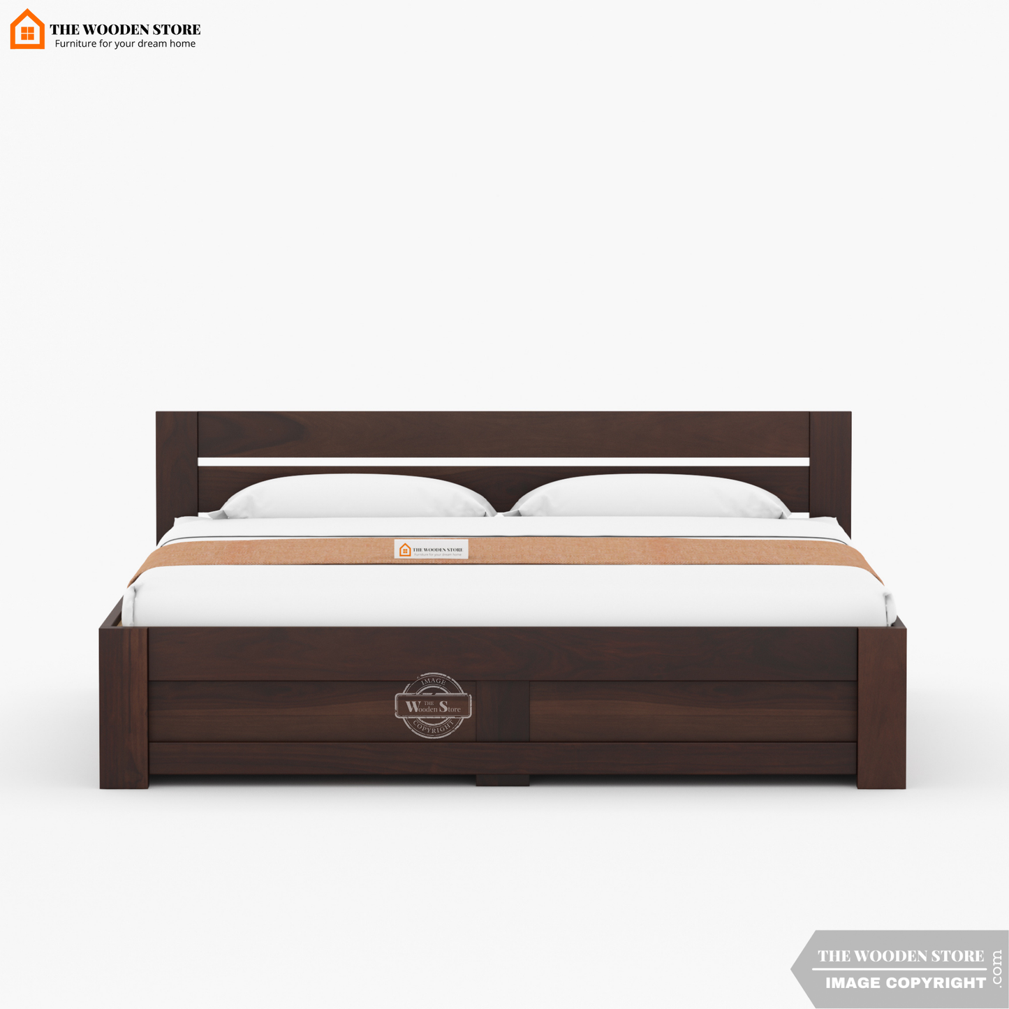Jasper Bed with Drawer Storage (Queen Size, Walnut Finish)
