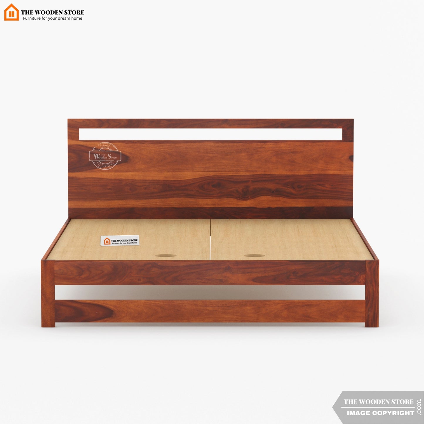 Brodey Bed Without Storage ( King Size, Honey Finish )