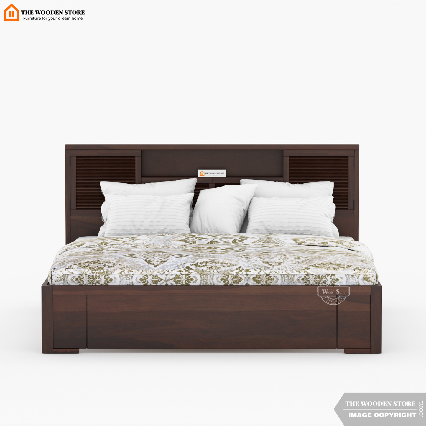 Franklin Hydraulic Bed With Storage (Queen Size, Walnut Finish)