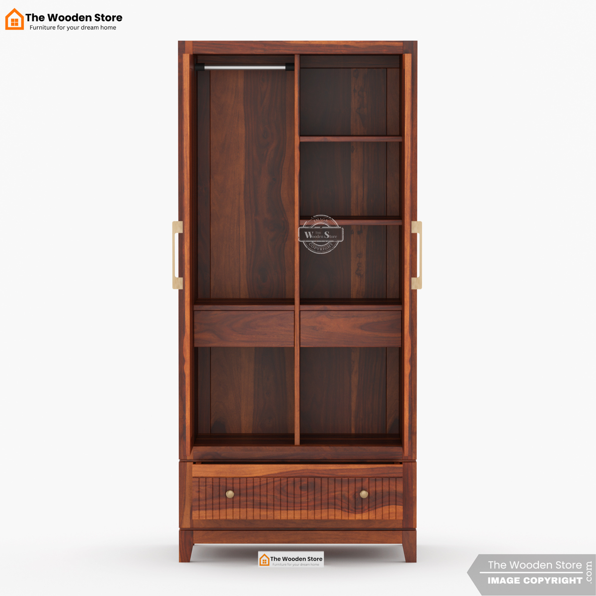 Sandrea 2 Door Multi-Utility Wardrobe (Honey Finish)