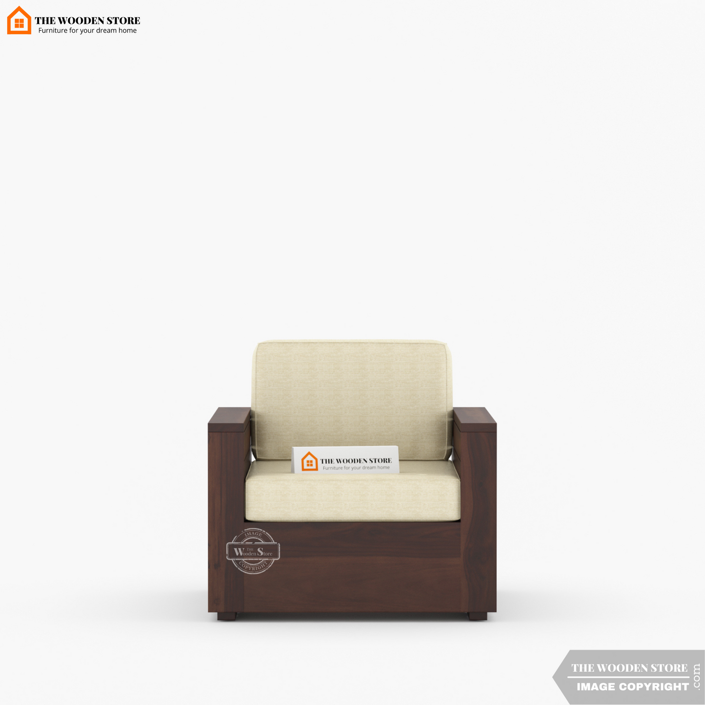 Peter 3+1+1 Wooden Sofa Set (Walnut Finish)