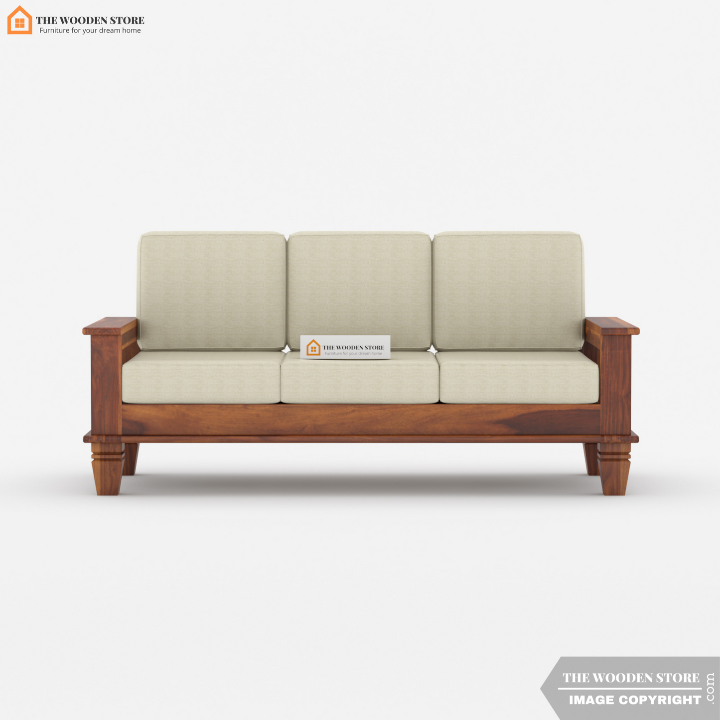 Charlie 3+1+1 Wooden Sofa Set (Honey Finish)