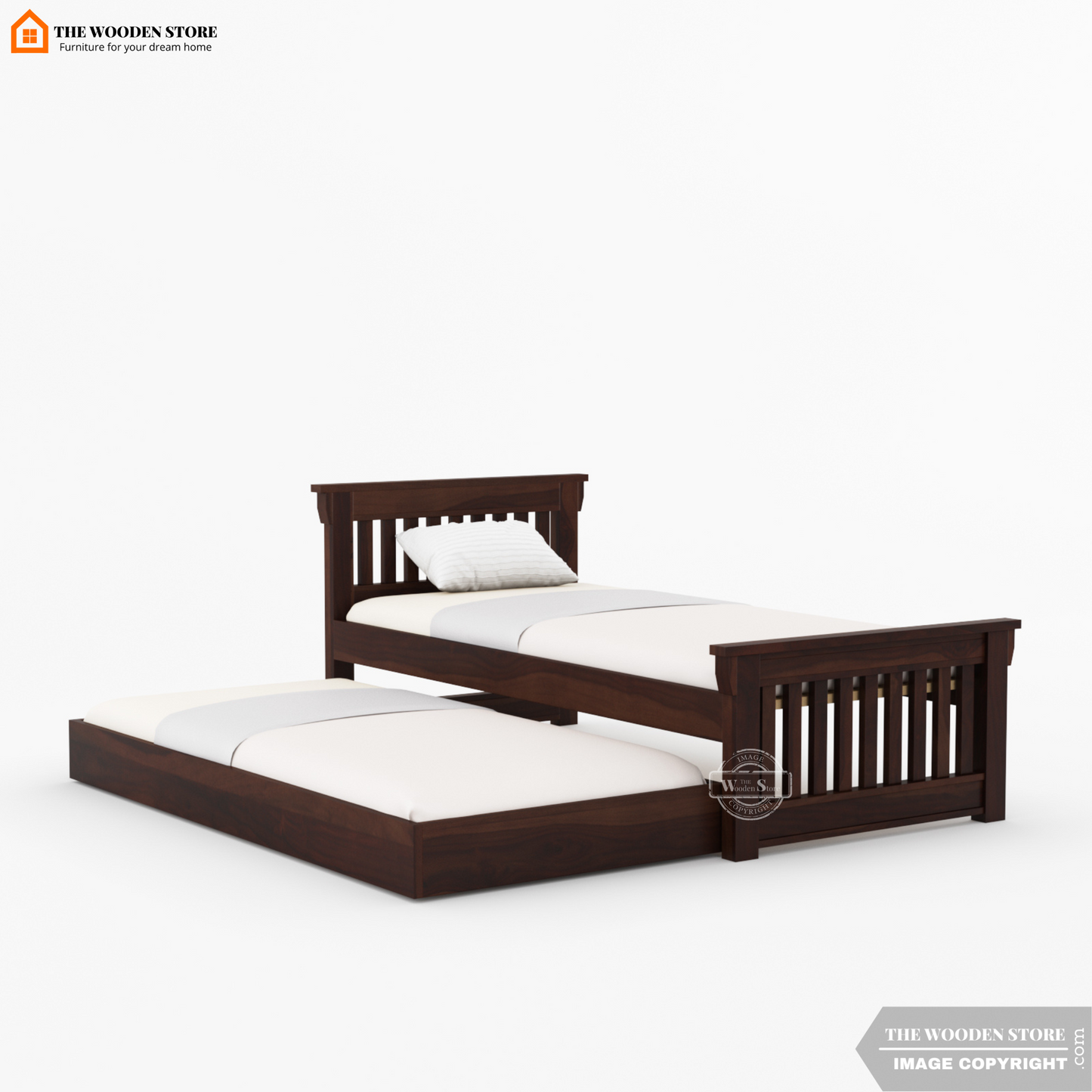 Kiara Trundle Bed (Walnut Finish)