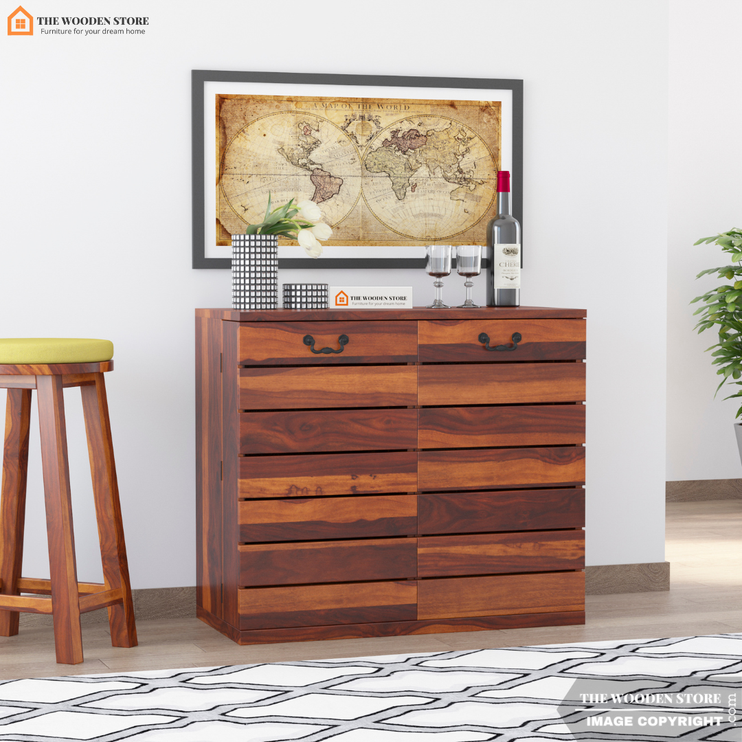 Abigail Bar Cabinet (Honey Finish)