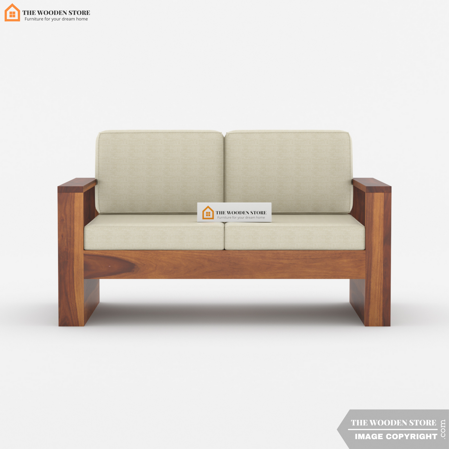 Victor 2 Seater Wooden Sofa (Honey Finish)