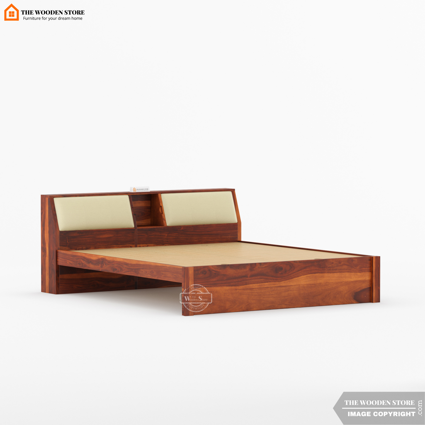 Walker Bed without Storage (King Size, Honey Finish)