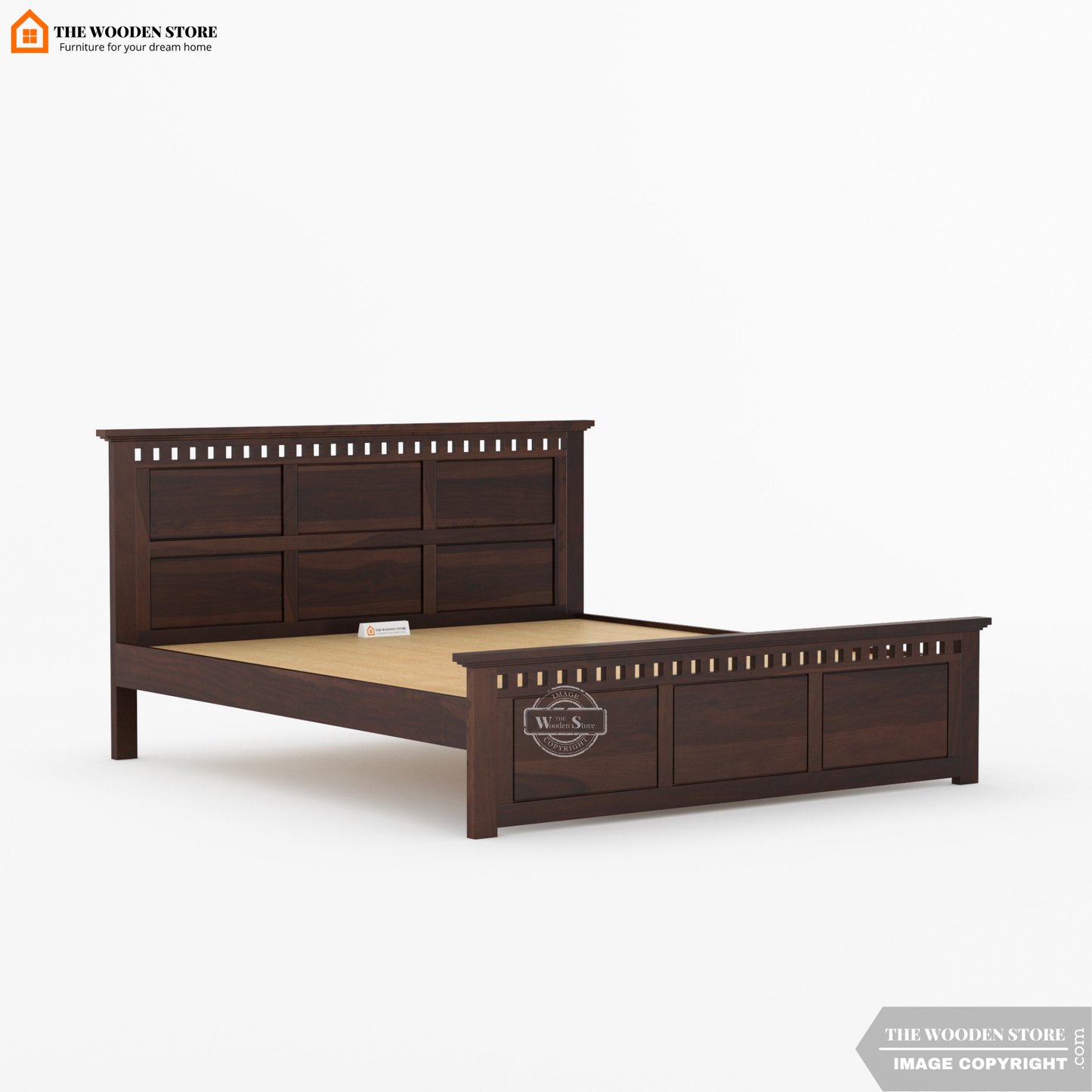 Donald Bed without Storage (King Size, Walnut Finish)