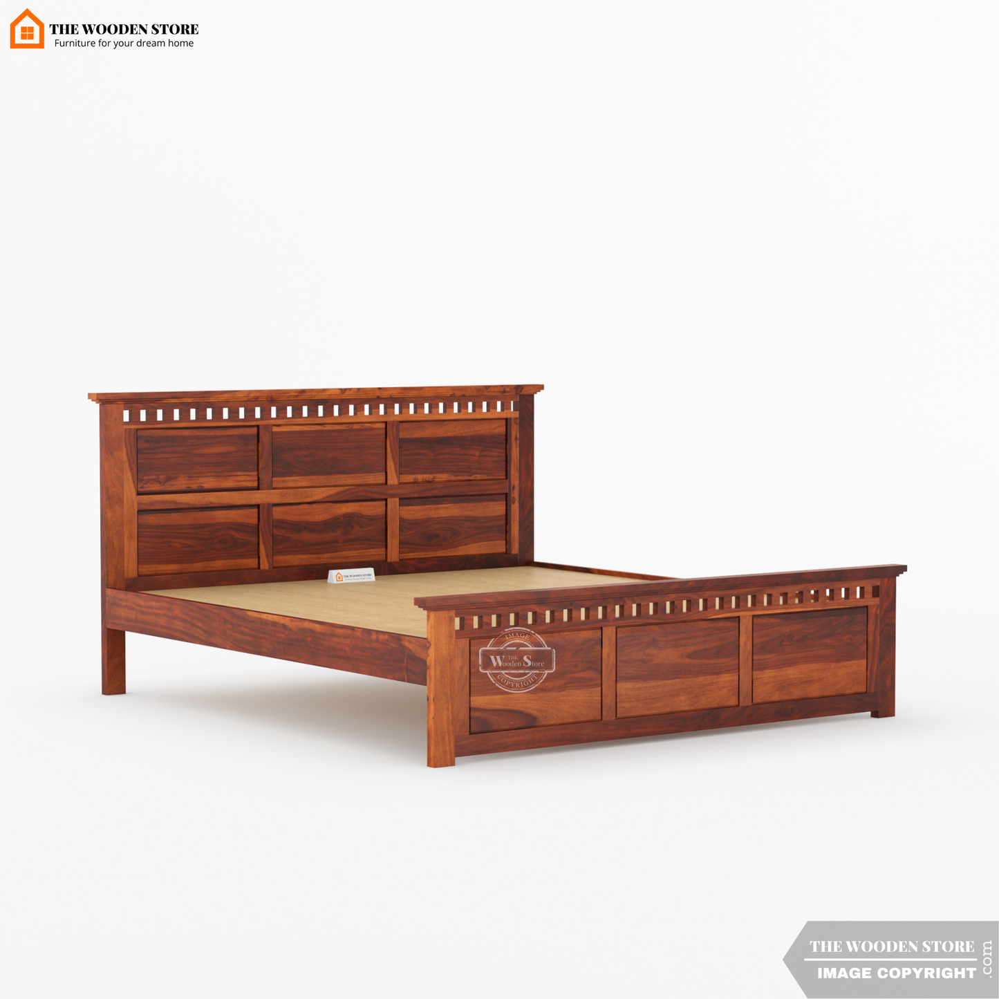 Donald Bed without Storage (King Size, Honey Finish)