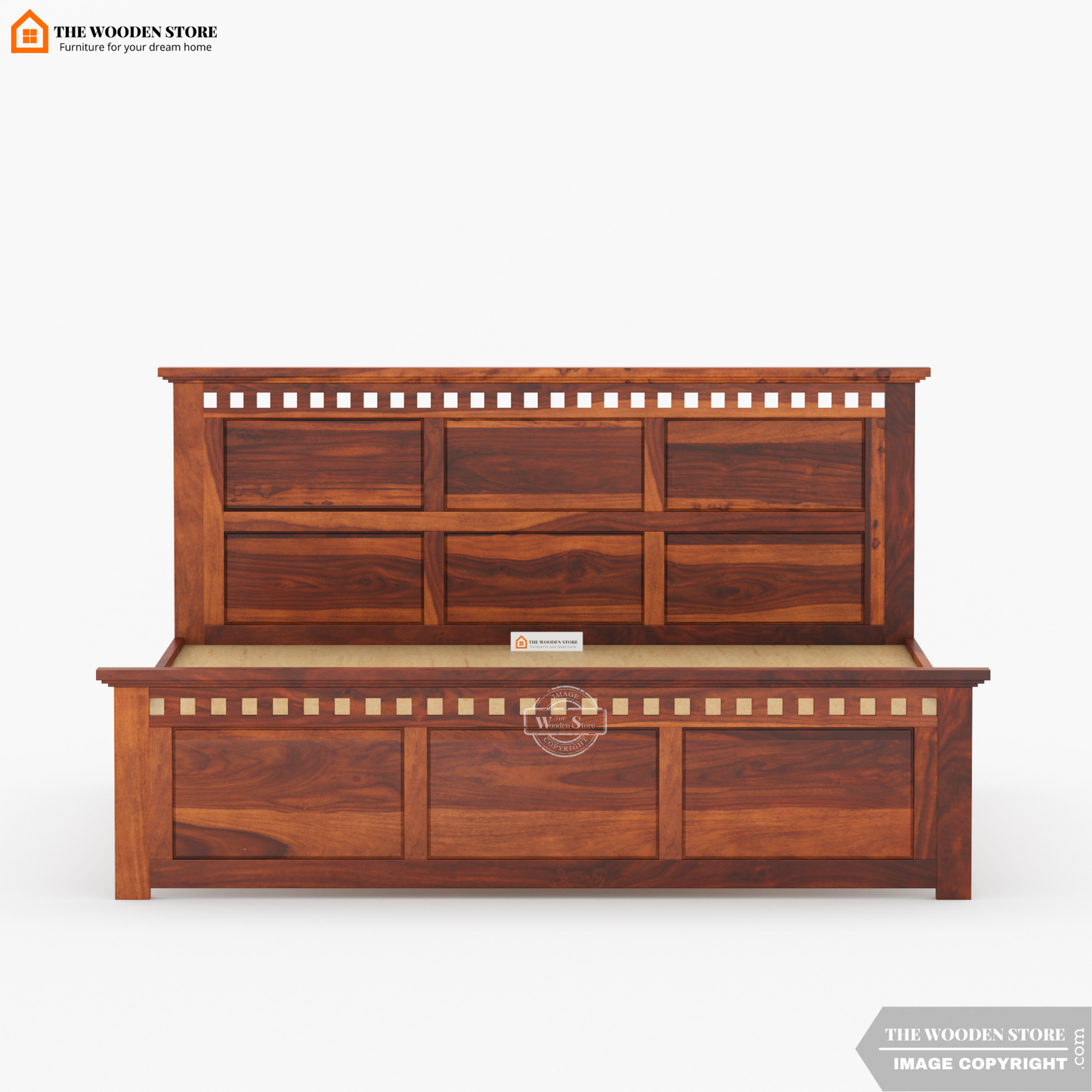 Donald Bed without Storage (King Size, Honey Finish)