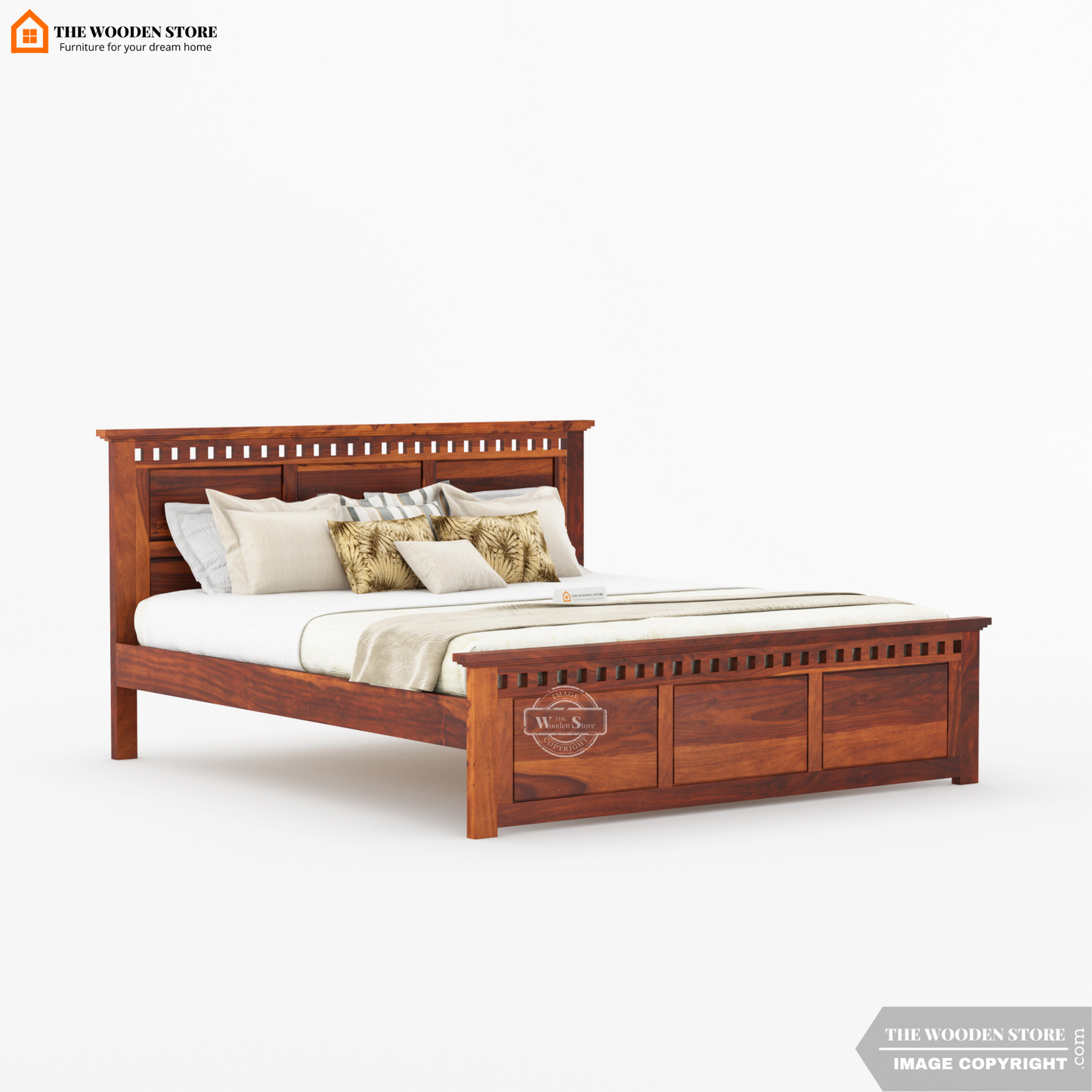 Donald Bed without Storage (King Size, Honey Finish)