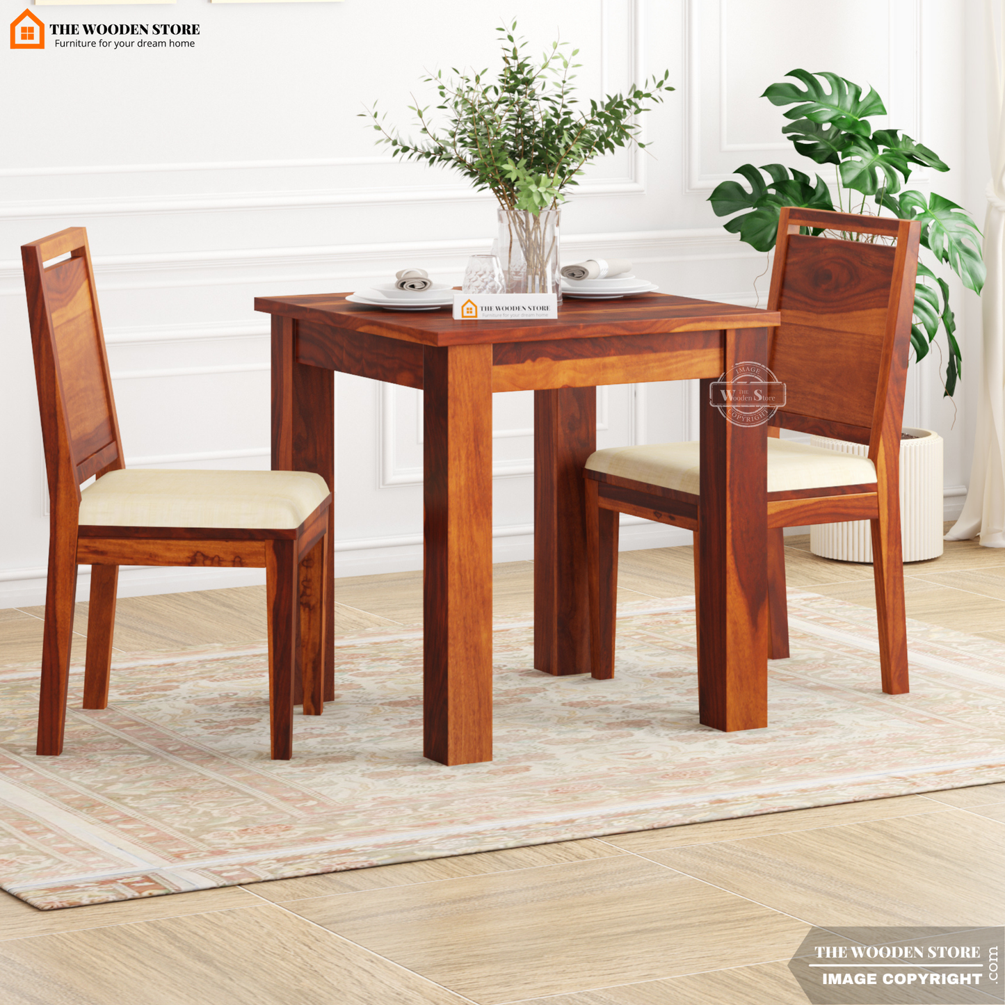 Oswald 2 Seater Dining Set (Honey Finish)