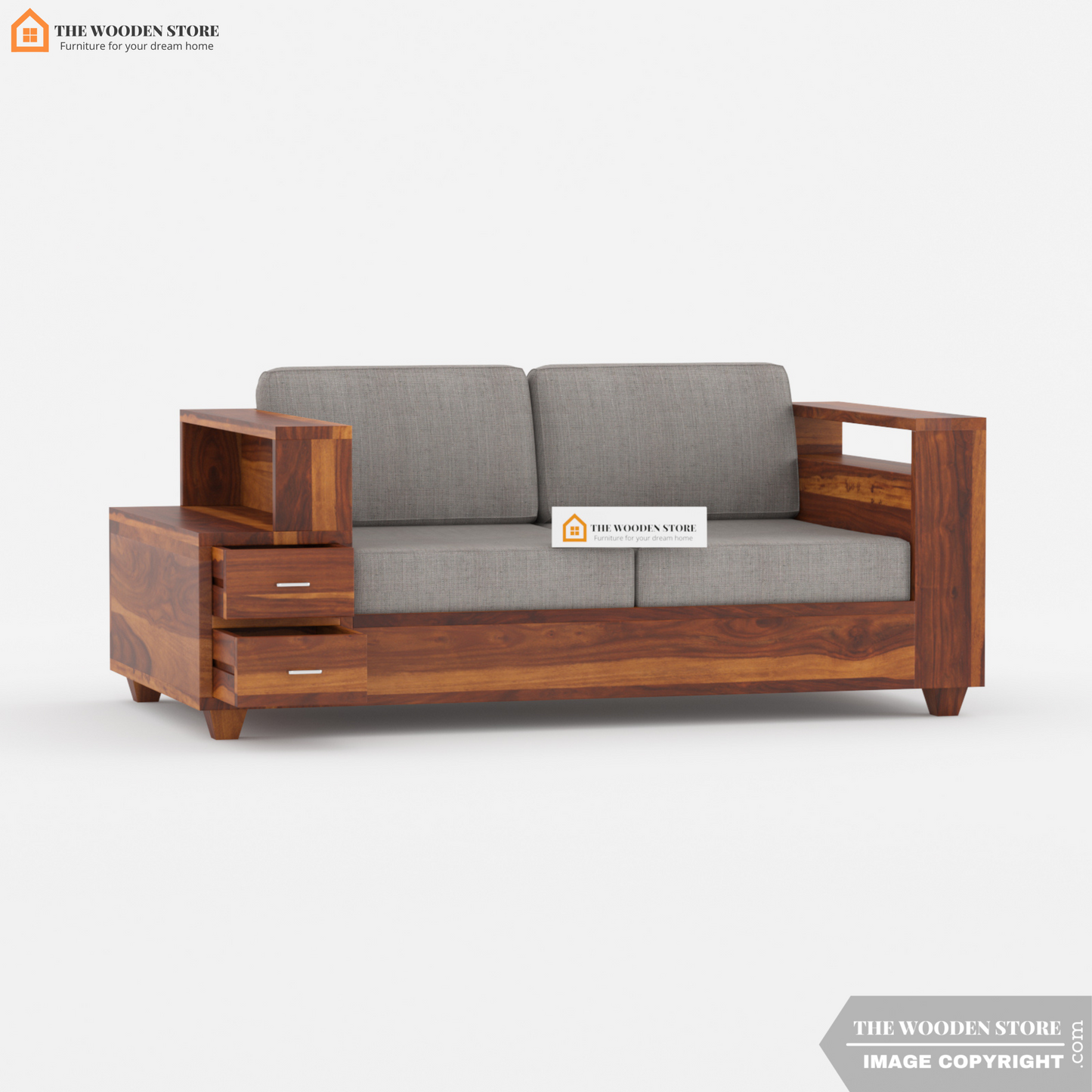 Brian 2 Seater Wooden Sofa (Honey Finish)