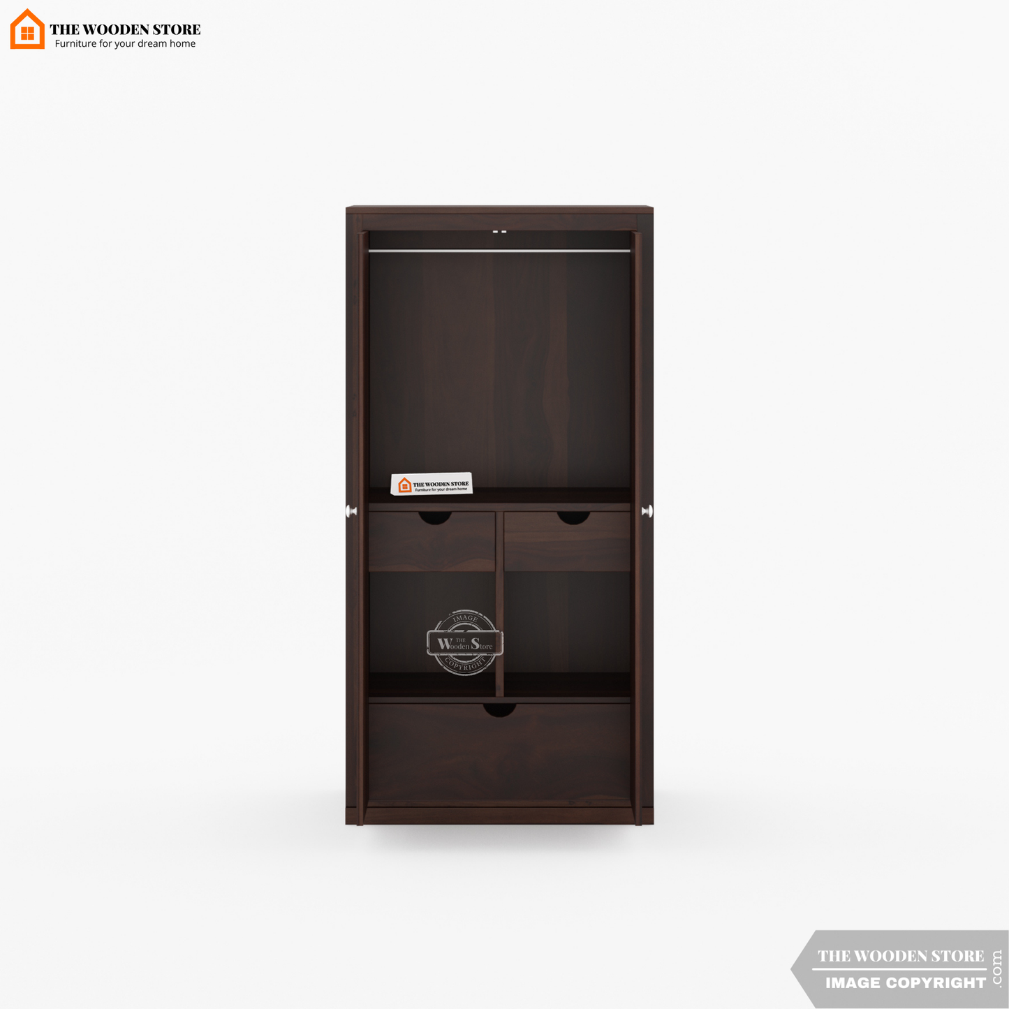 Oliver 2 Door Multi-Utility Wardrobe (Walnut Finish)