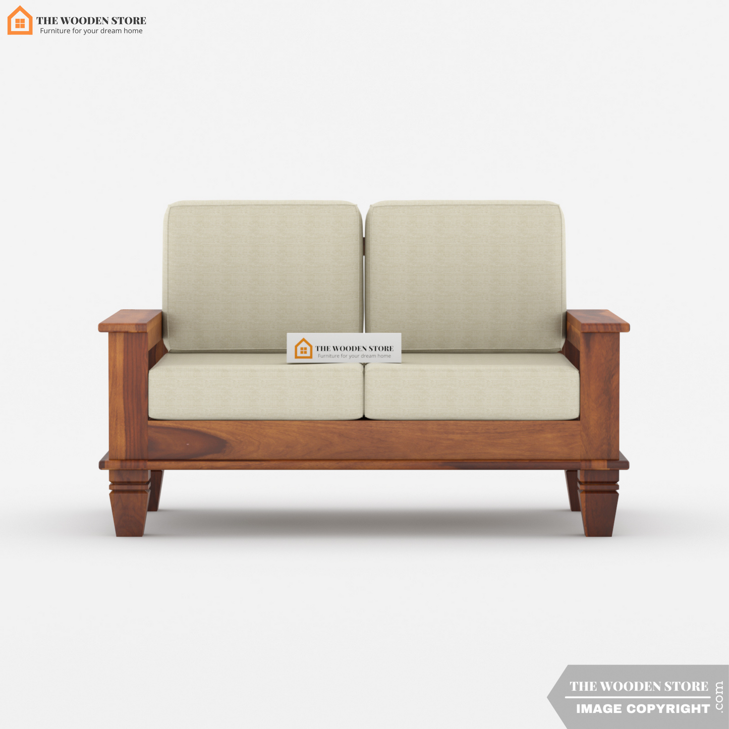 Charlie 2 Seater Wooden Sofa (Honey Finish)