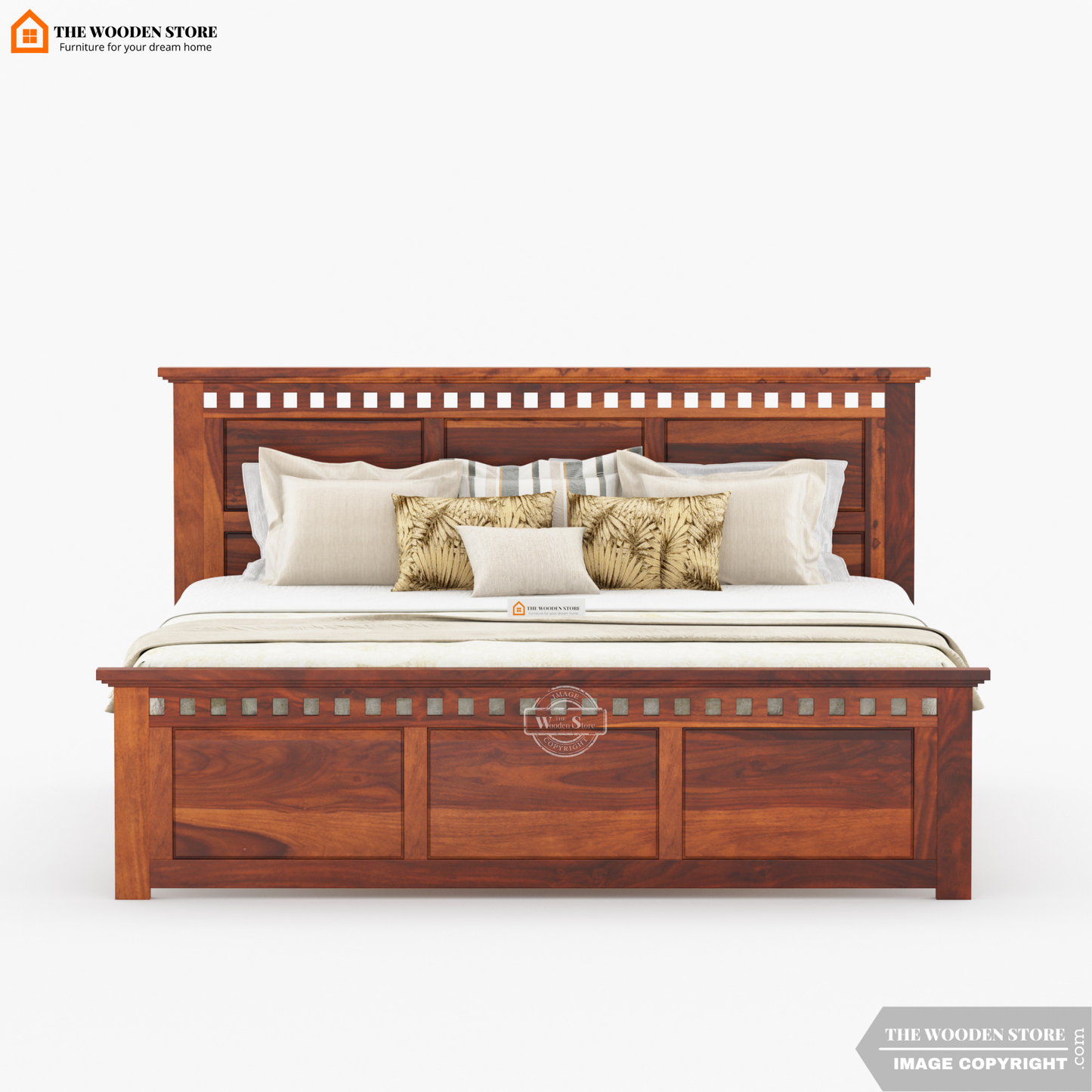 Donald Bed without Storage (King Size, Honey Finish)