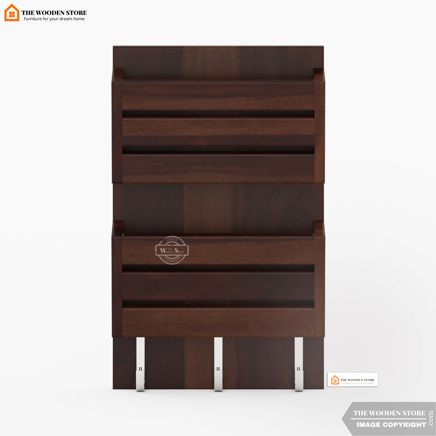 Belby Wall Shelf With Key Holder (Walnut Finish)