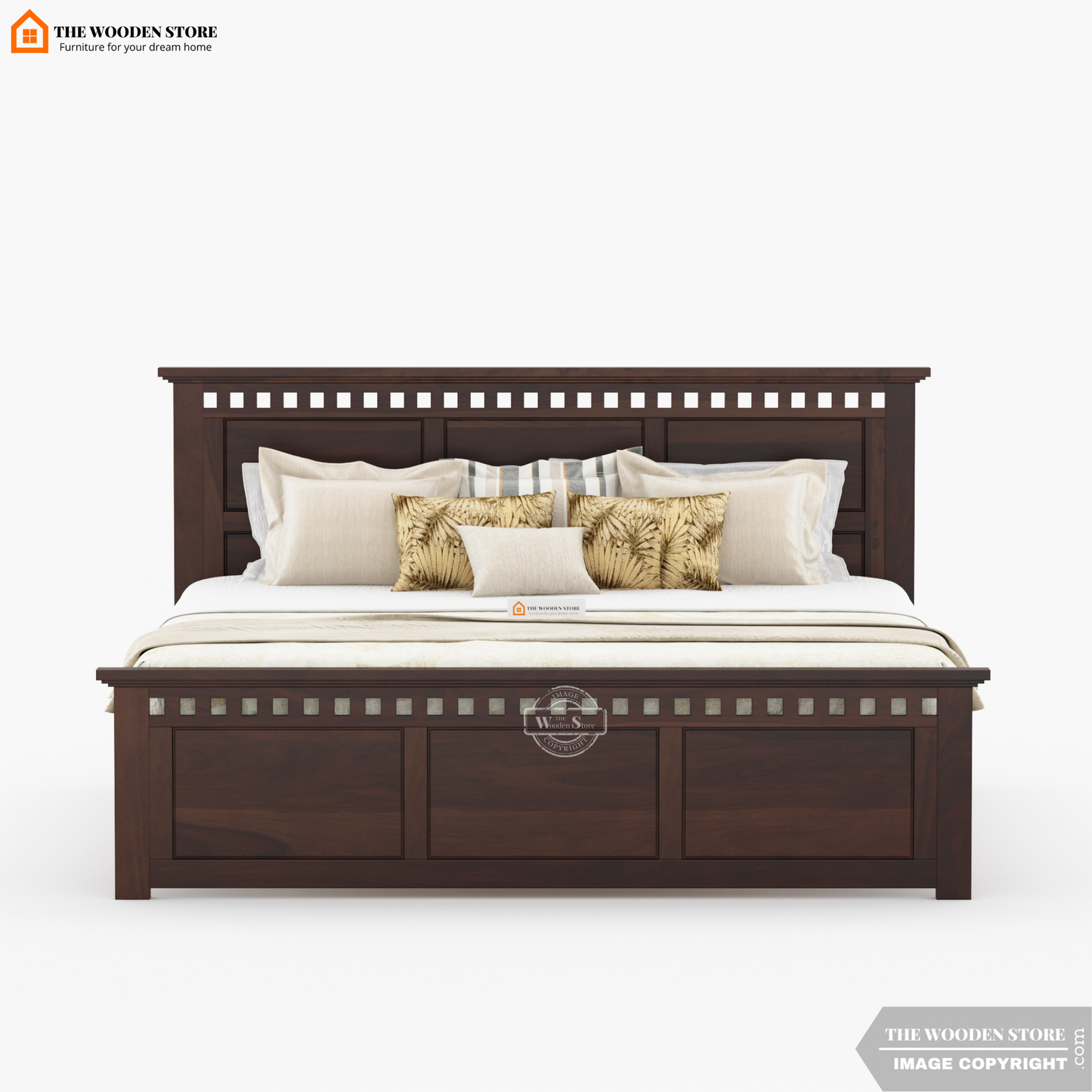 Donald Bed without Storage (King Size, Walnut Finish)