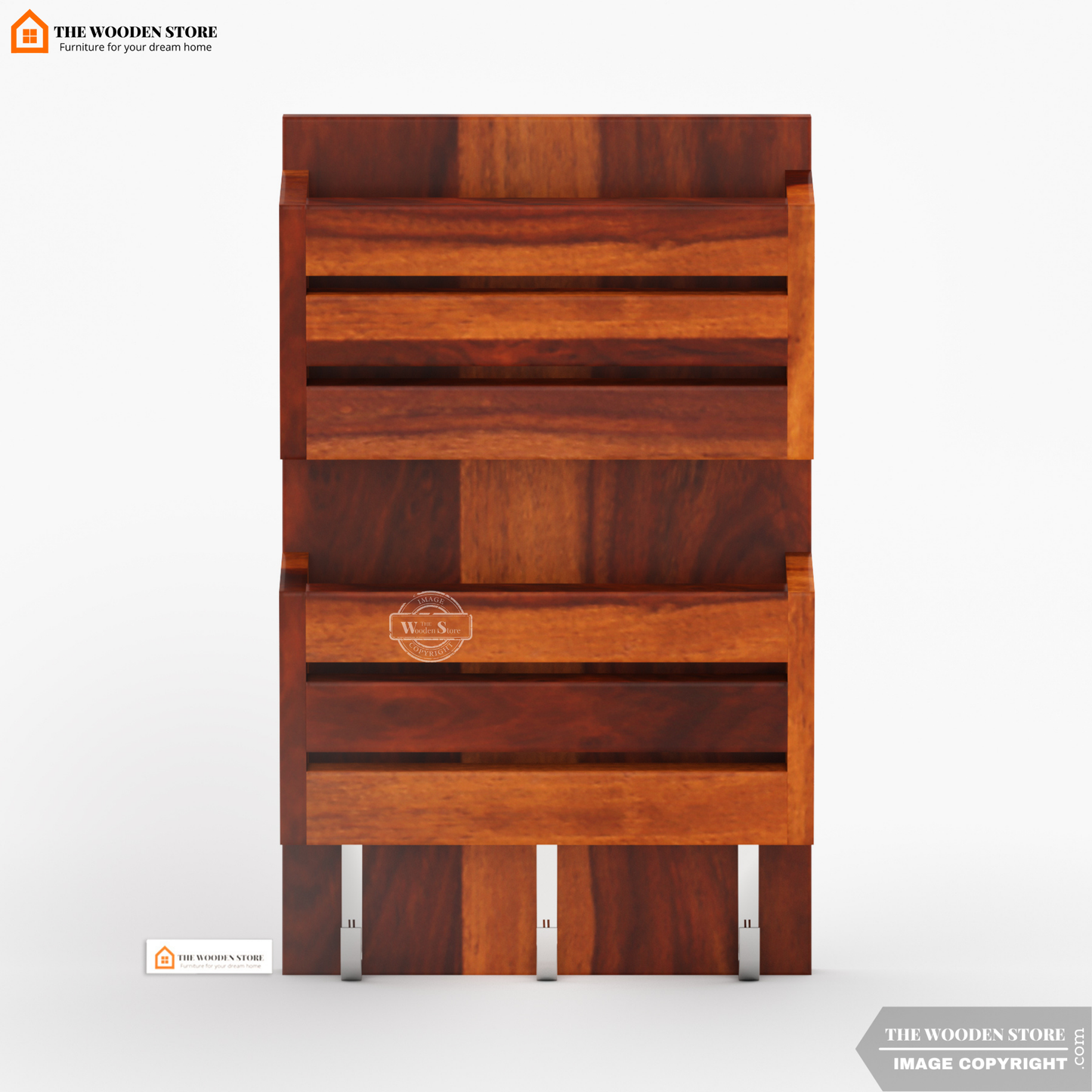 Belby Wall Shelf With Key Holder (Honey Finish)