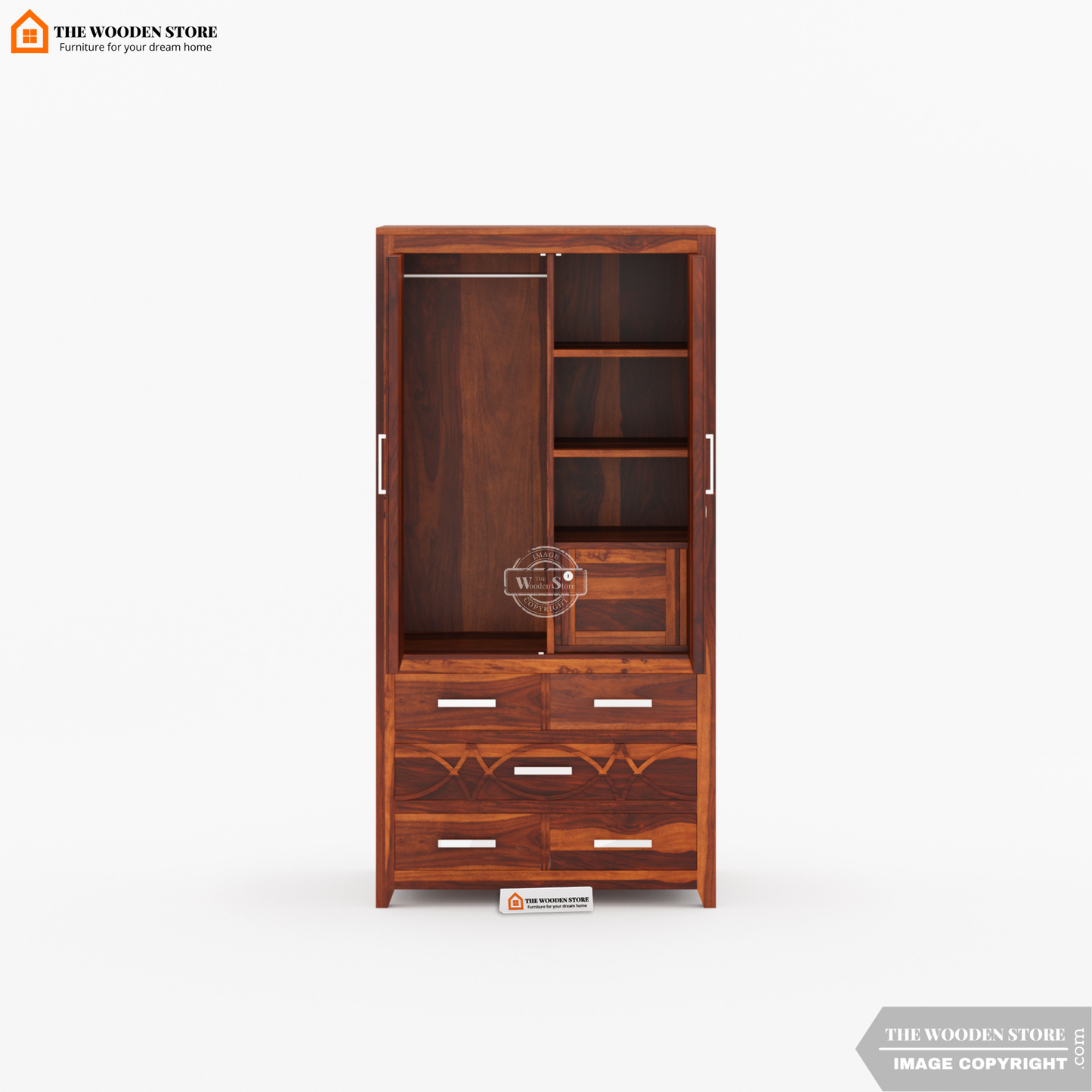 Samuel 3 Door Multi-Utility Wardrobe (Honey Finish)