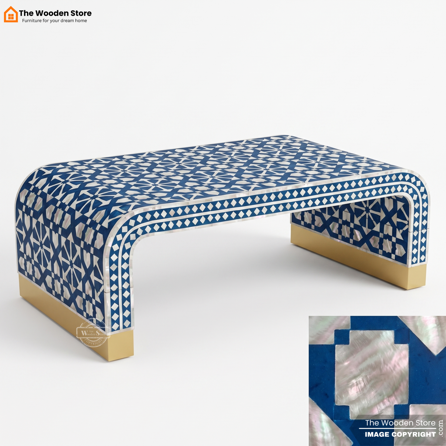 Demson Mother of Pearl Coffee Table (Blue Finish)