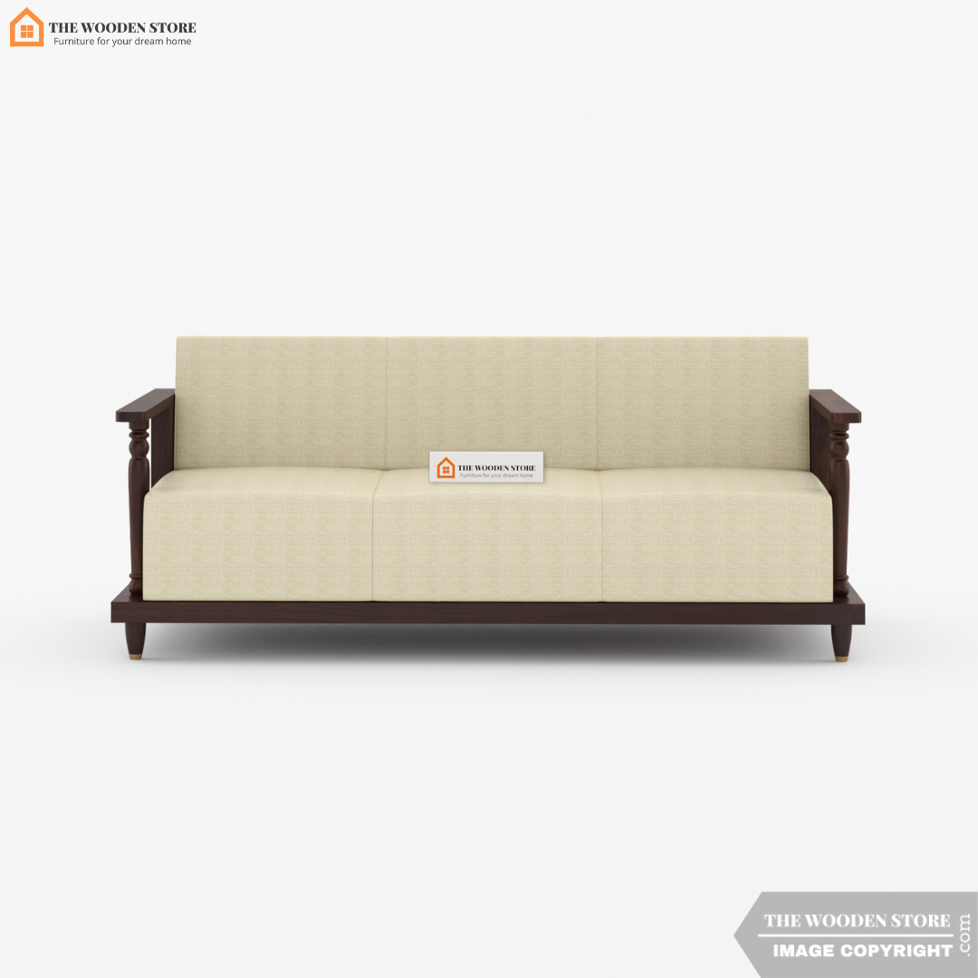 Gabriel 3 Seater Wooden Sofa (Walnut Finish)