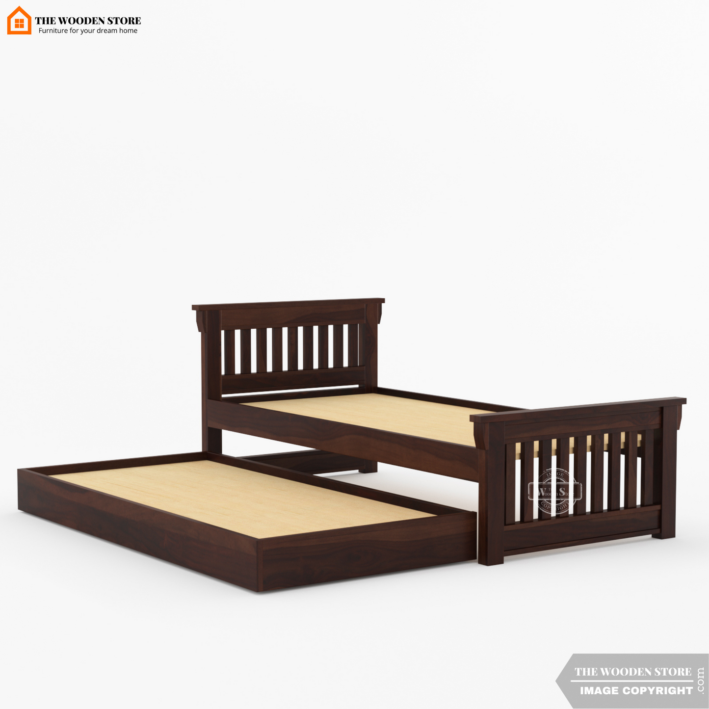 Kiara Trundle Bed (Walnut Finish)