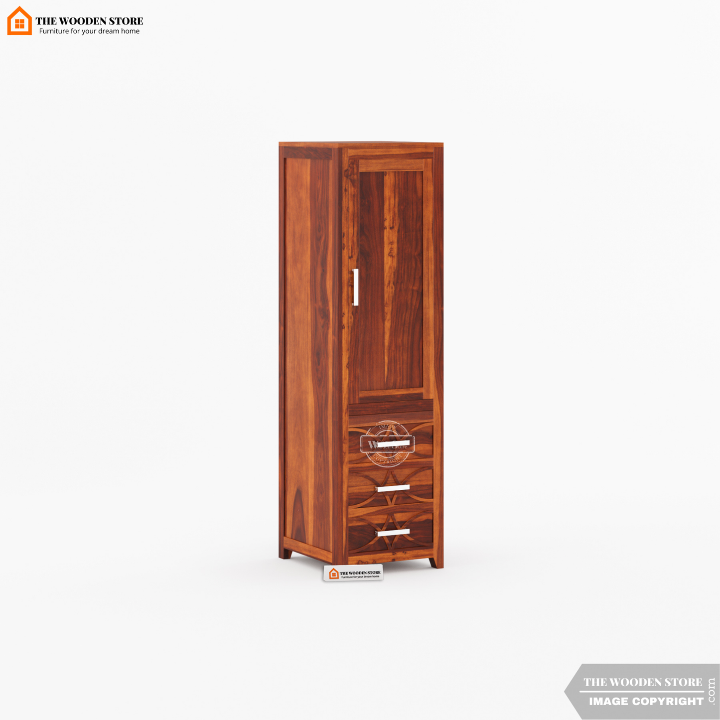 Samuel 1 Door Multi-Utility Wardrobe (Honey Finish)