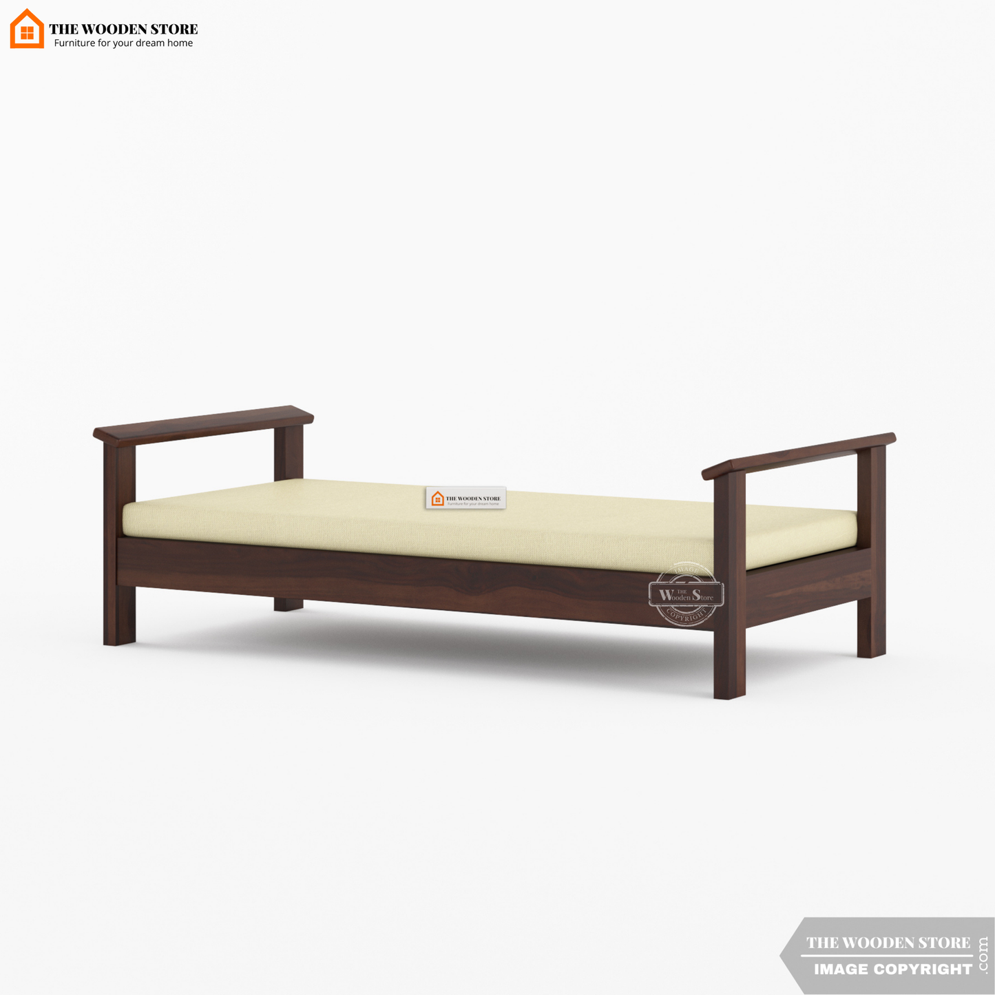 Suhara Divan with Mattress (Walnut Finish)