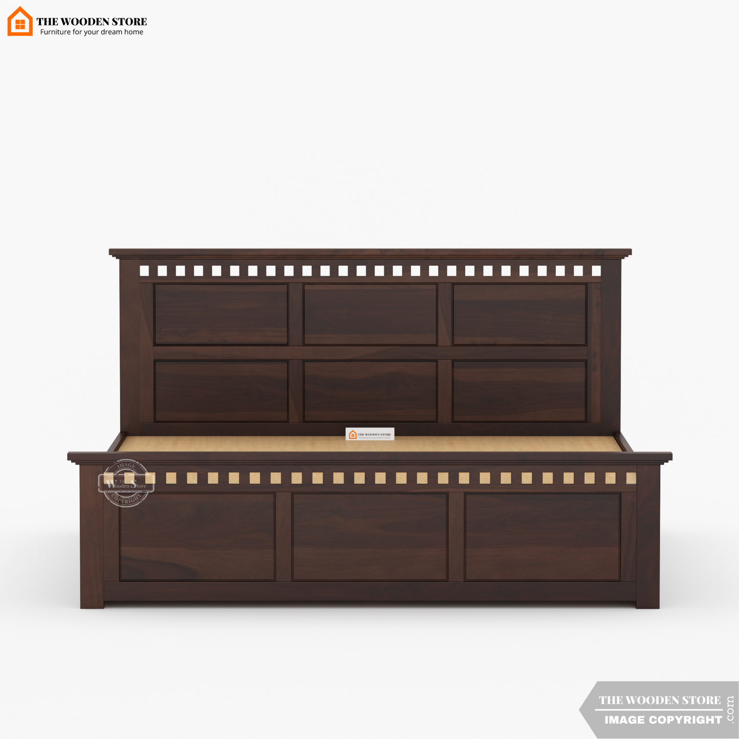 Donald Hydraulic Bed With Storage (King Size, Walnut Finish)