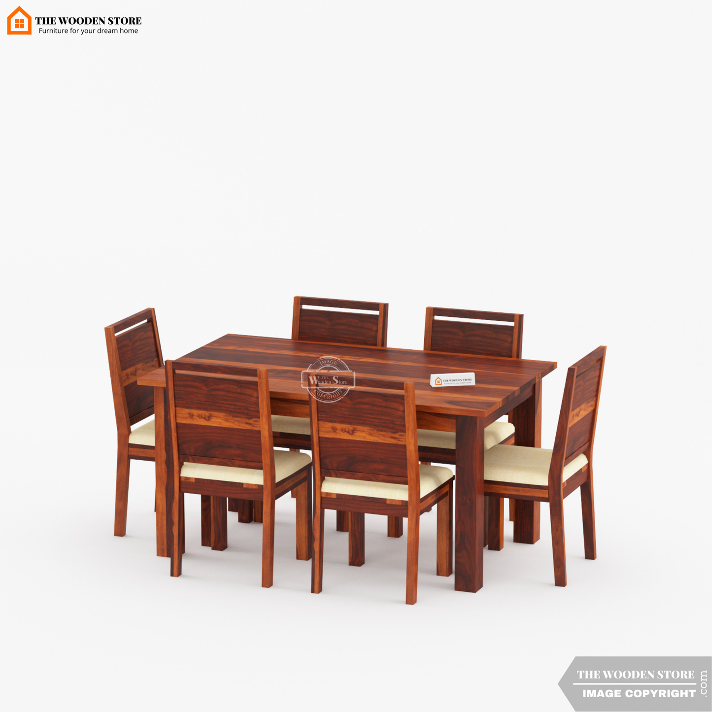 Oswald 6 Seater Dining Set (Honey Finish)