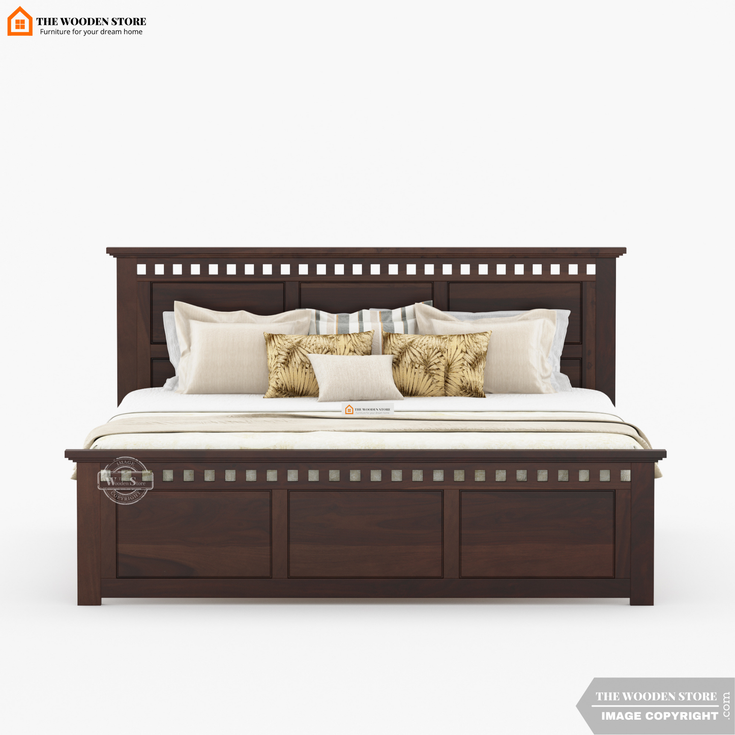 Donald Hydraulic Bed With Storage (King Size, Walnut Finish)