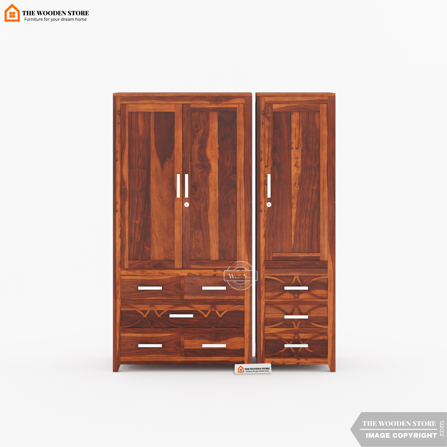 Samuel 3 Door Multi-Utility Wardrobe (Honey Finish)