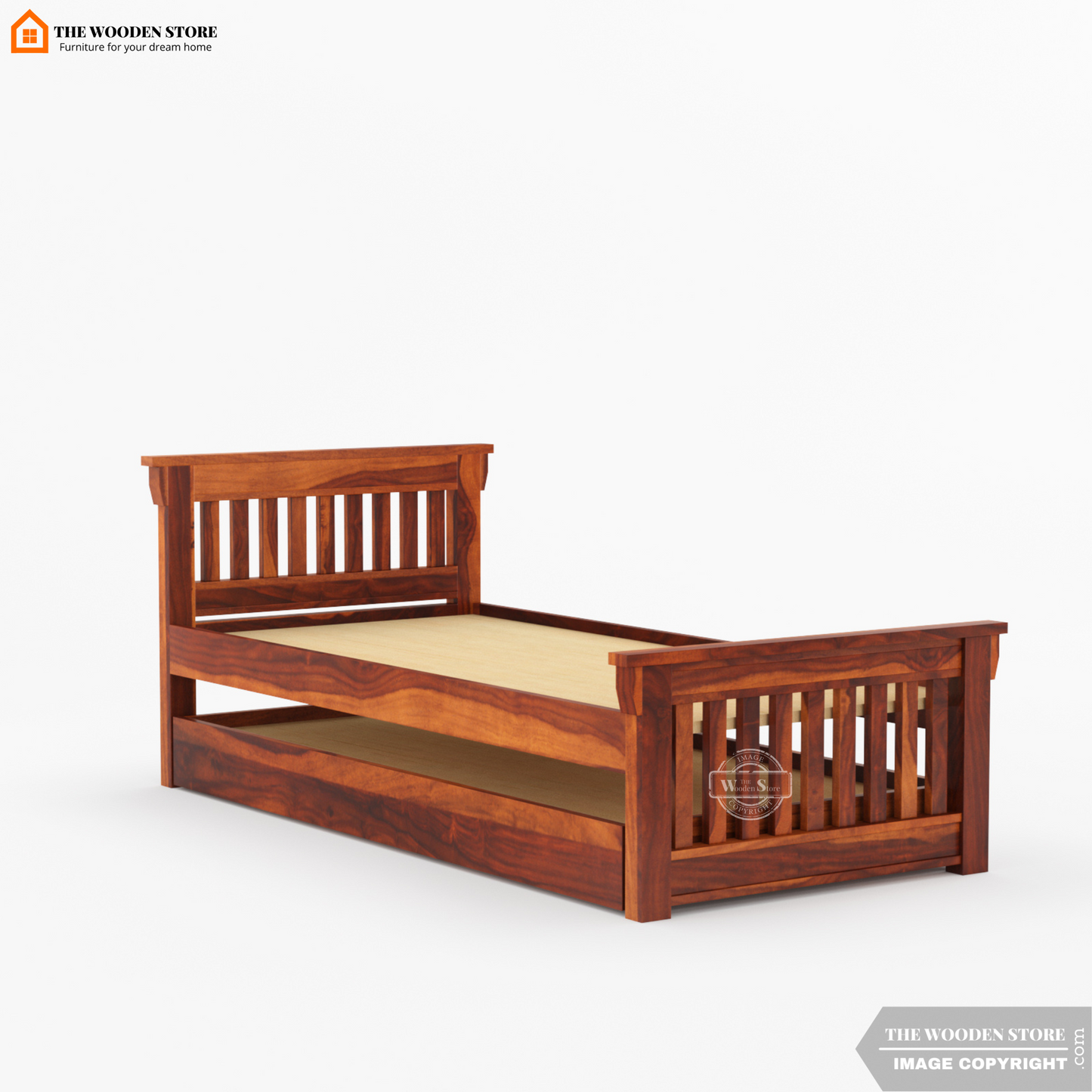 Kiara Trundle Bed (Honey Finish)