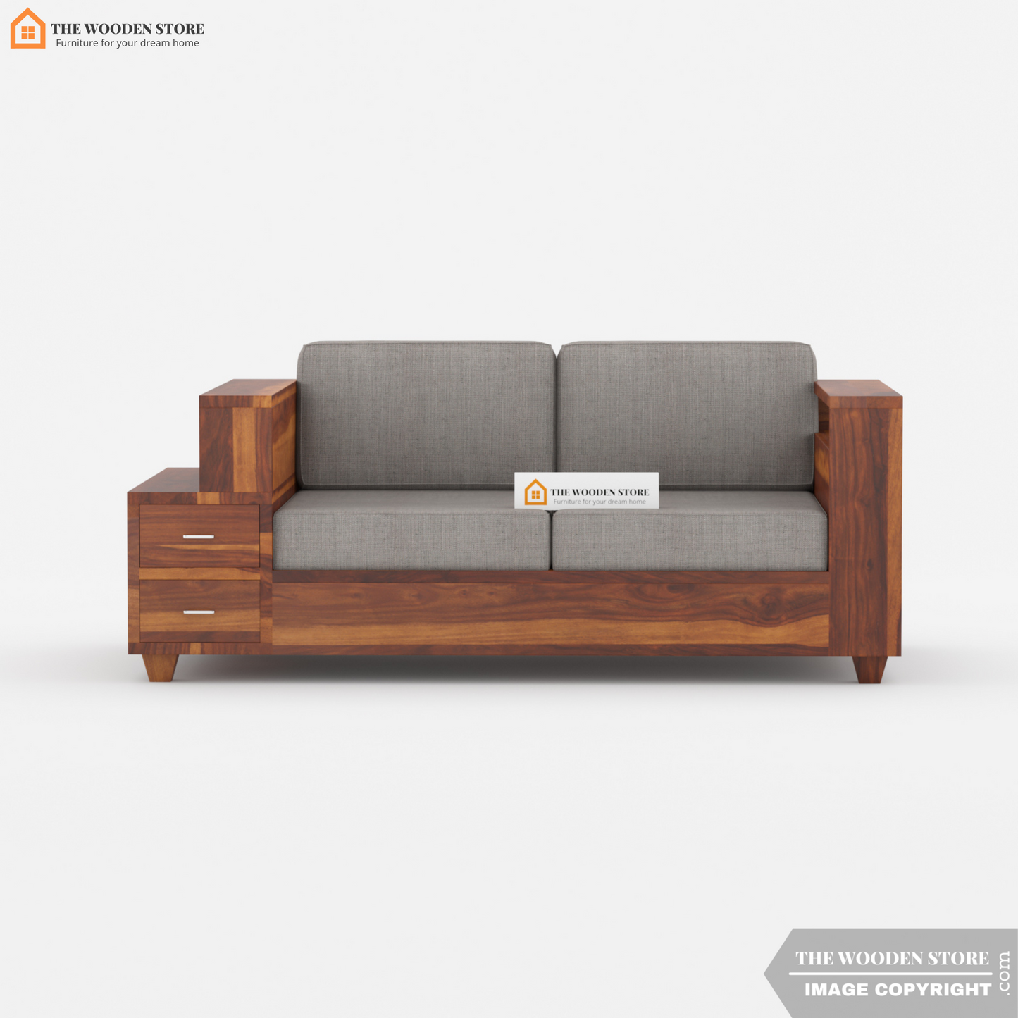 Brian 2 Seater Wooden Sofa (Honey Finish)