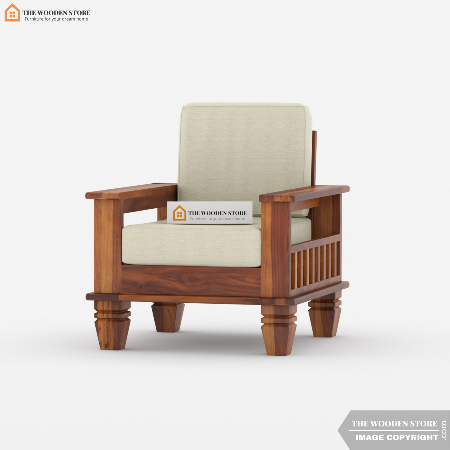 Charlie 3+1+1 Wooden Sofa Set (Honey Finish)