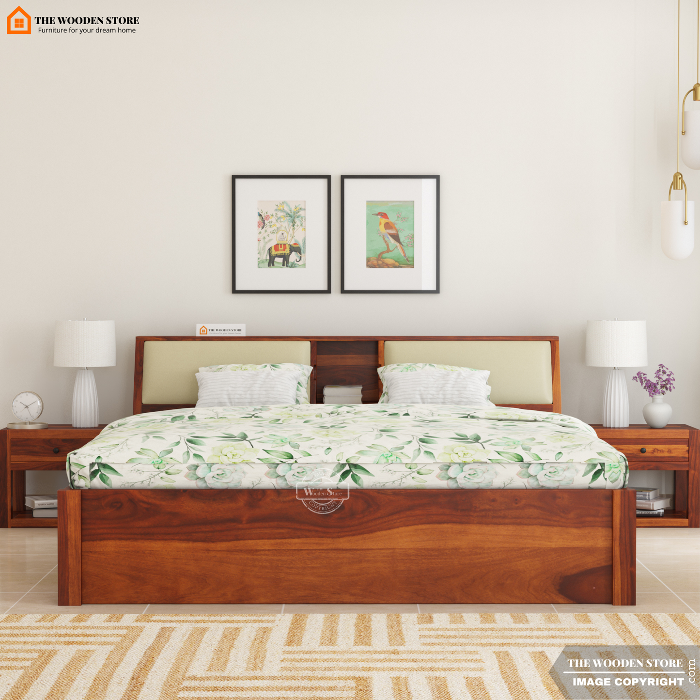 Walker Bed without Storage (King Size, Honey Finish)