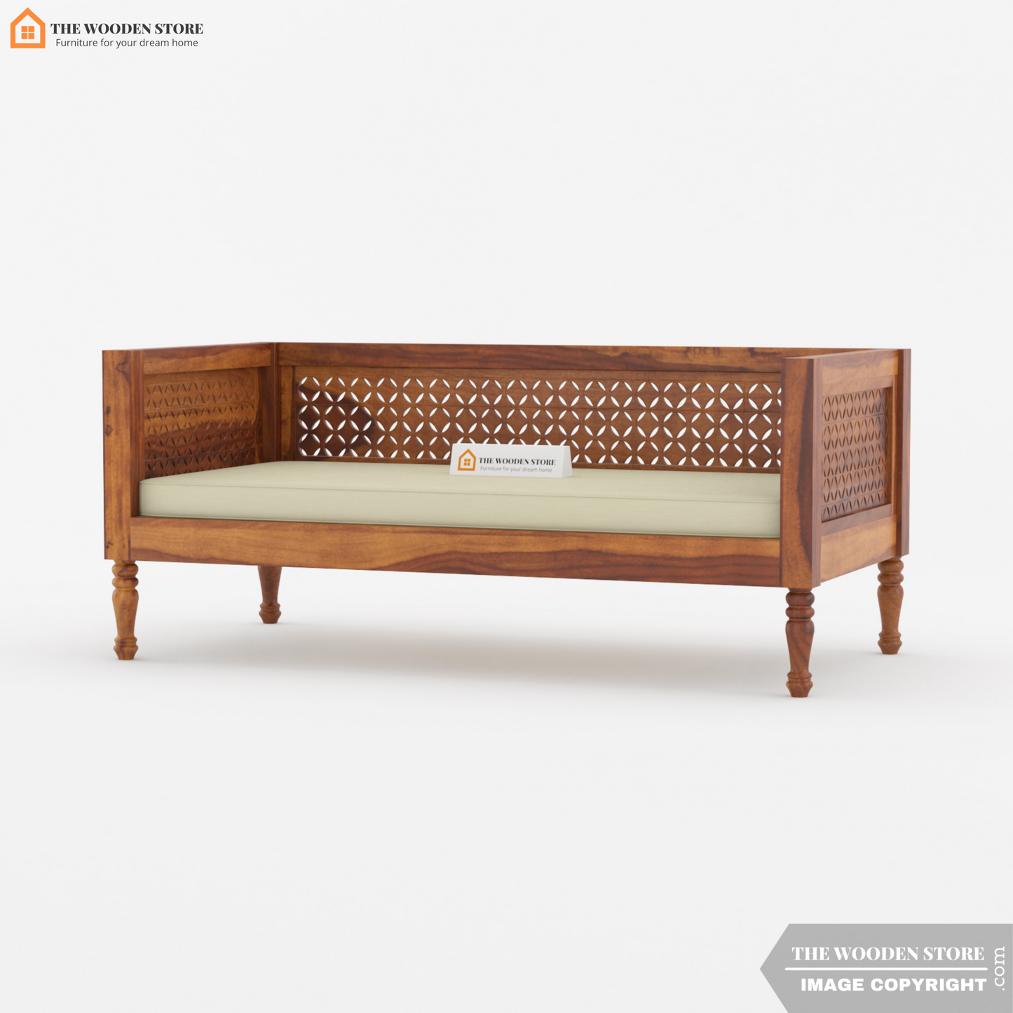 Angel Divan with Mattress (Teak Finish)