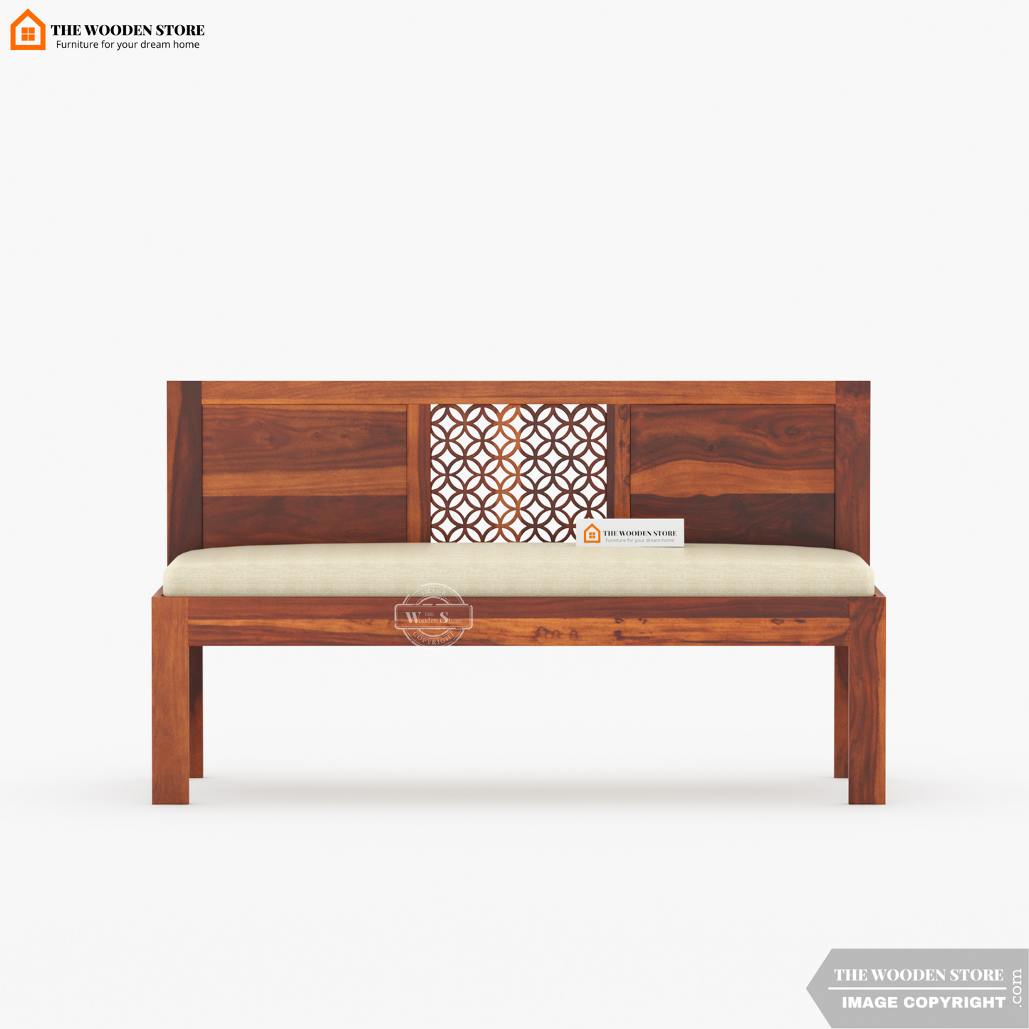 Daffy Bench With Back Rest (Honey Finish)
