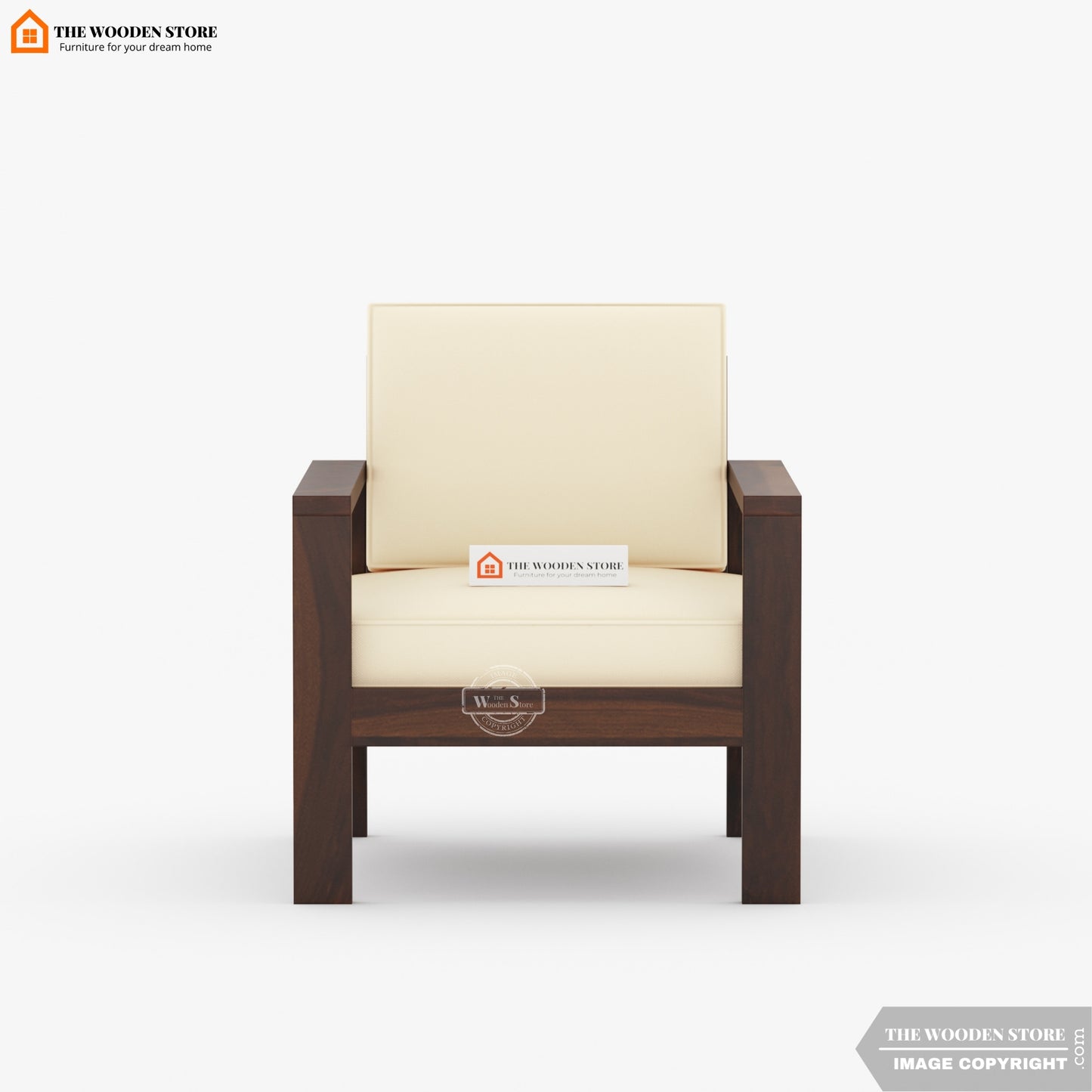 Romy 1 Seater Wooden Sofa (Walnut Finish)