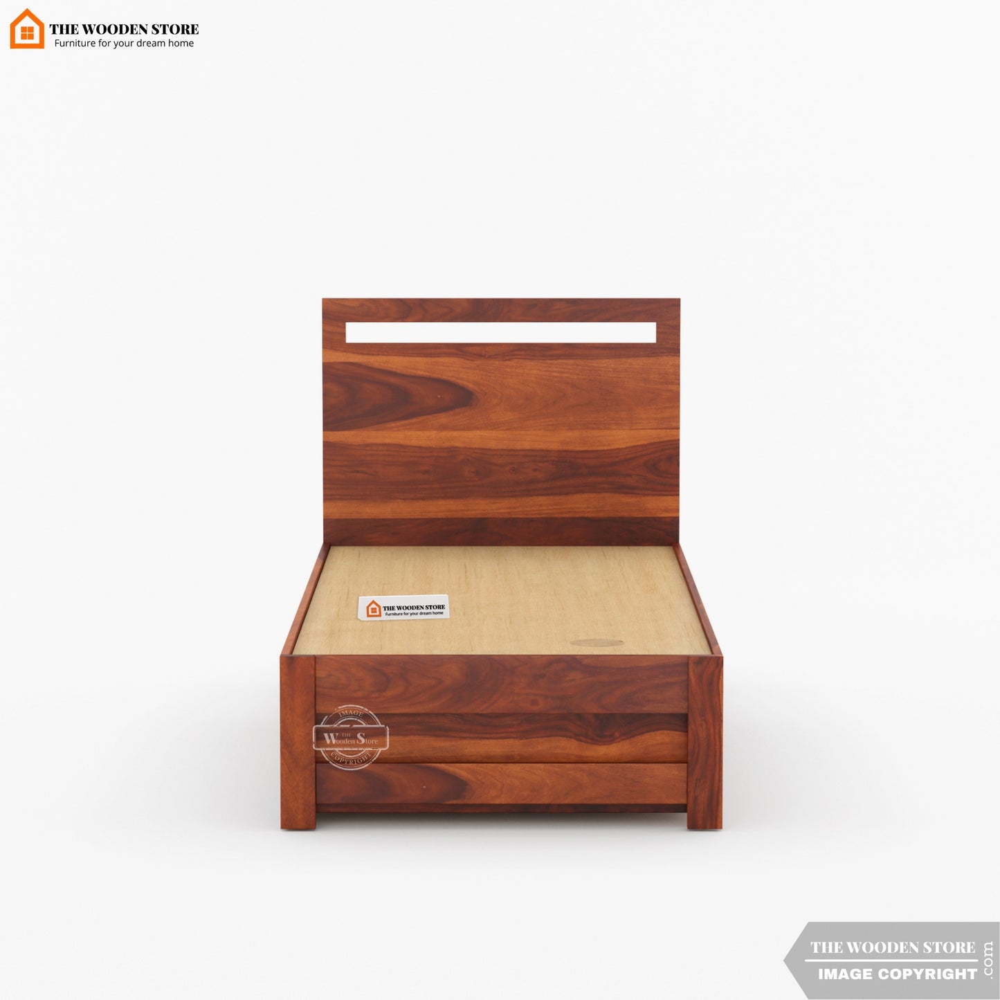 Brodey Single Bed With Storage ( Honey Finish )