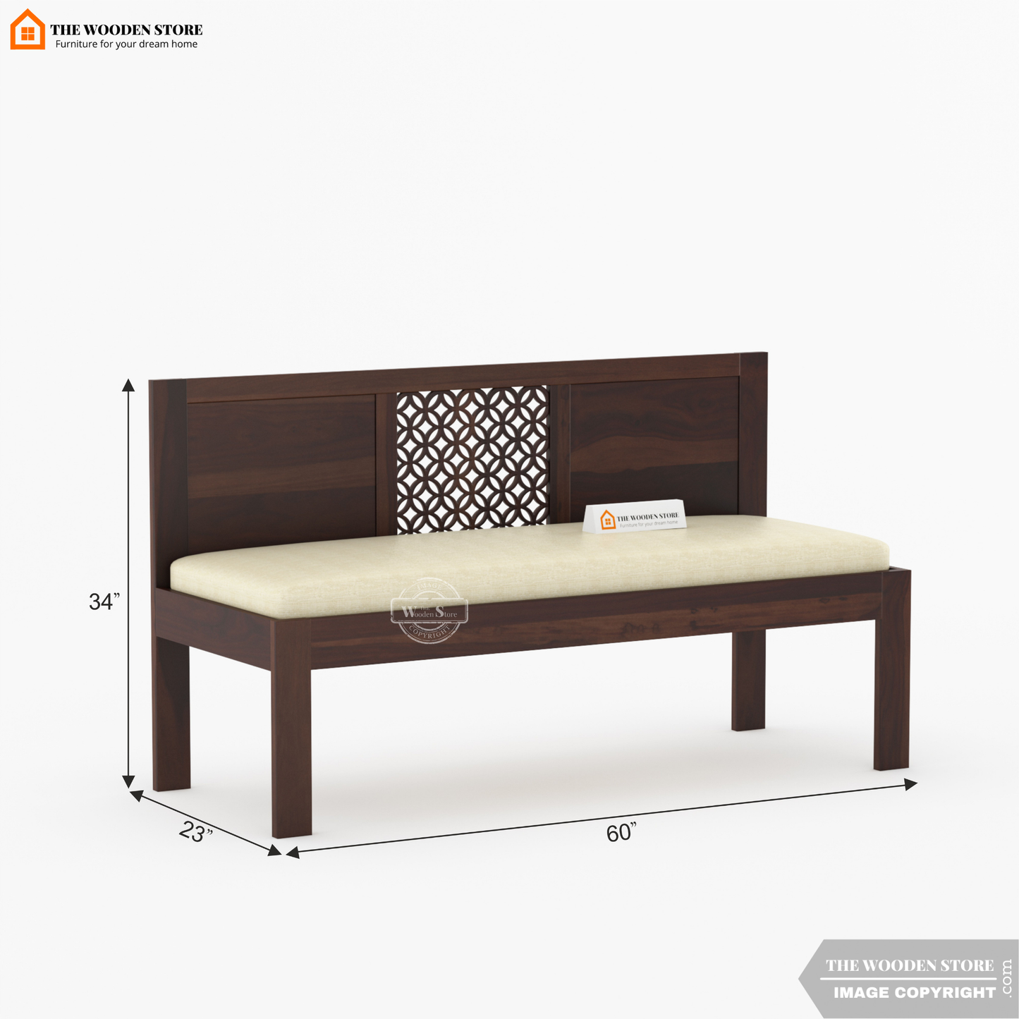 Daffy Bench With Back Rest (Walnut Finish)