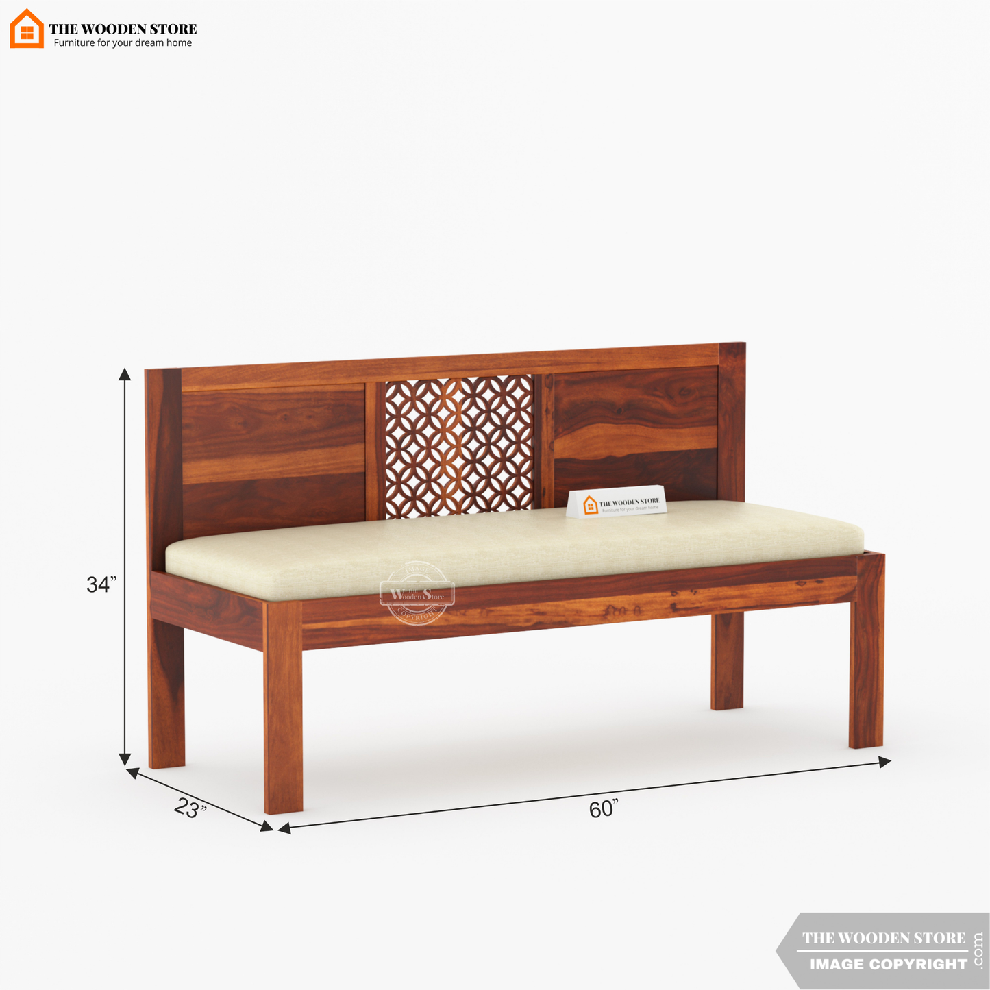 Daffy Bench With Back Rest (Honey Finish)