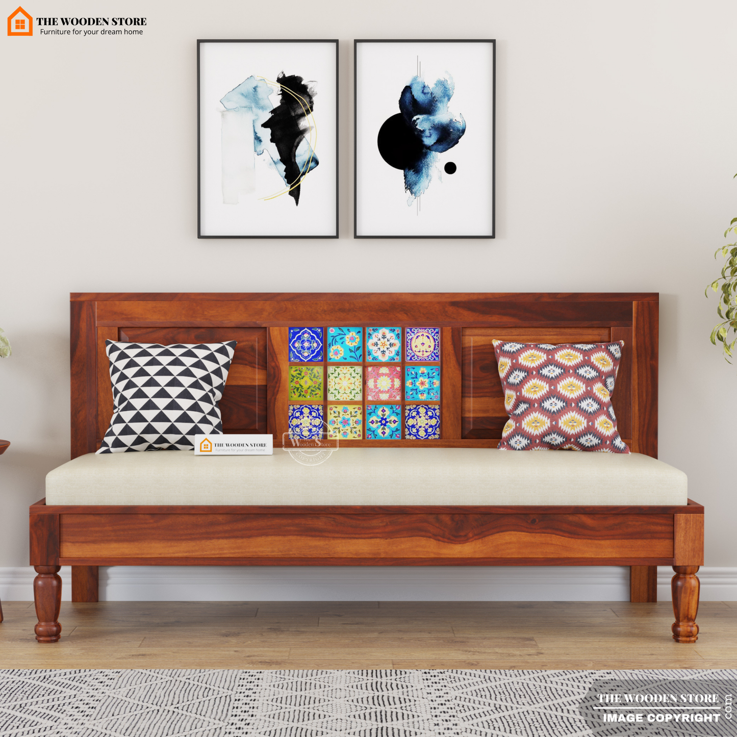 Bunny Bench With Back Rest (Honey Finish)
