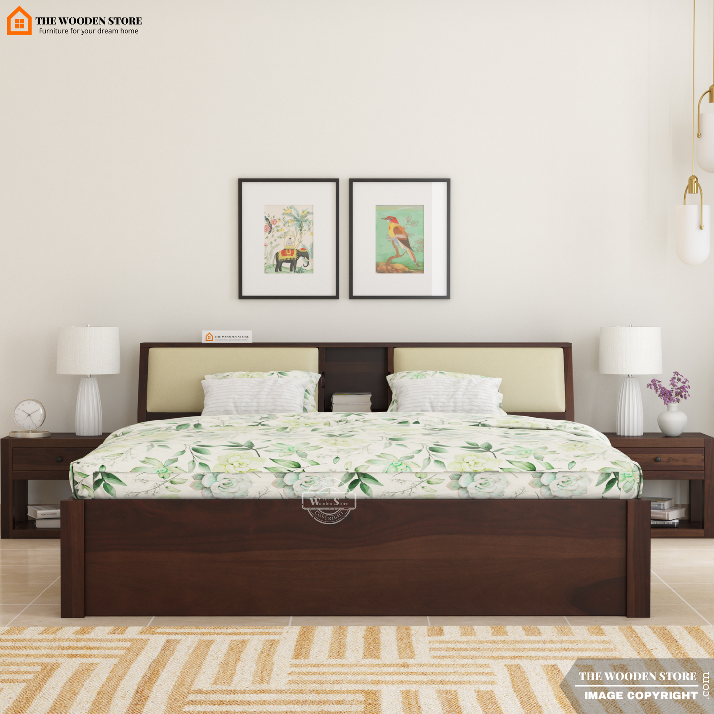 Walker Bed without Storage (King Size, Walnut Finish)