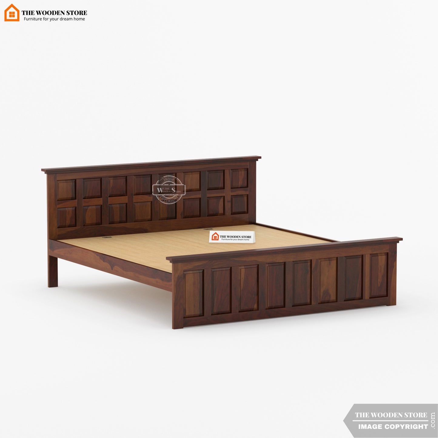 Paloma Bed without Storage (Queen Size, Walnut Finish)