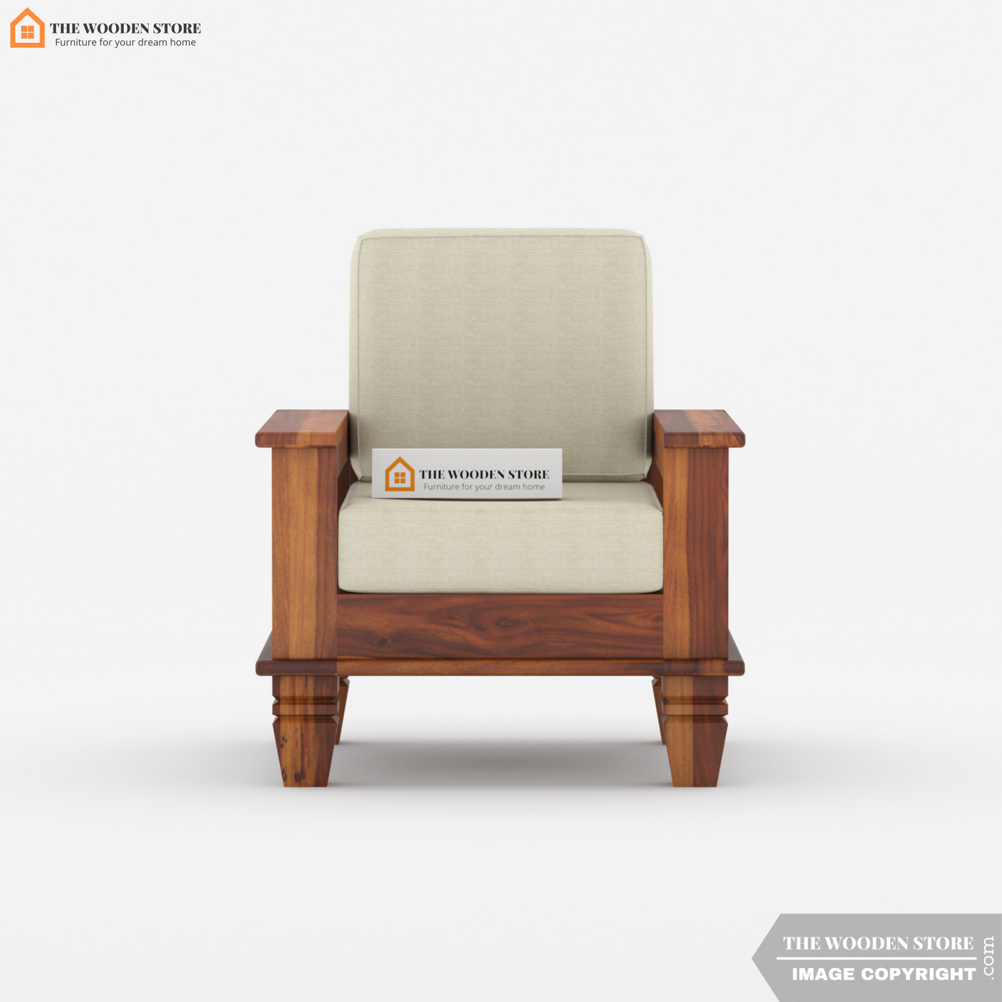 Charlie 3+1+1 Wooden Sofa Set (Honey Finish)