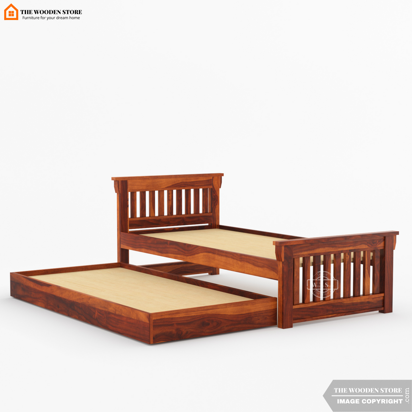 Kiara Trundle Bed (Honey Finish)