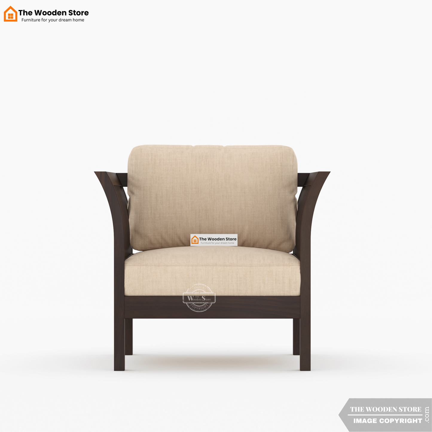 Cristen 1 Seater Wooden Sofa (Walnut Finish)